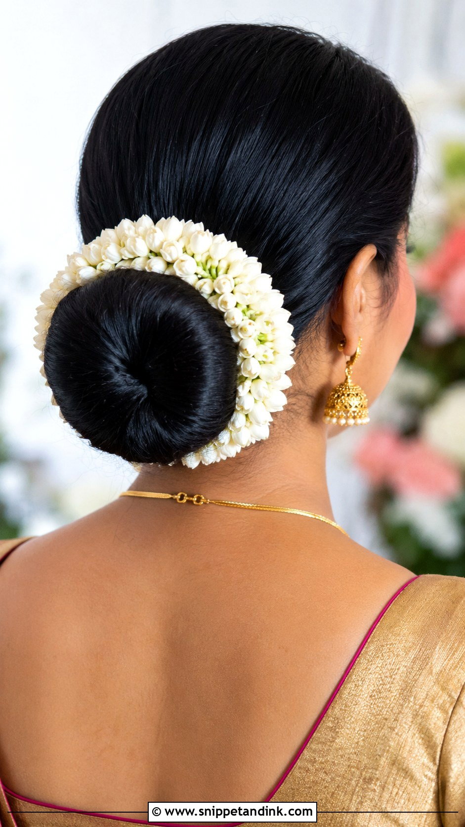 Classic Jasmine Bun - Snippet and Ink - 25 Jasmine Flower Hairstyle Ideas