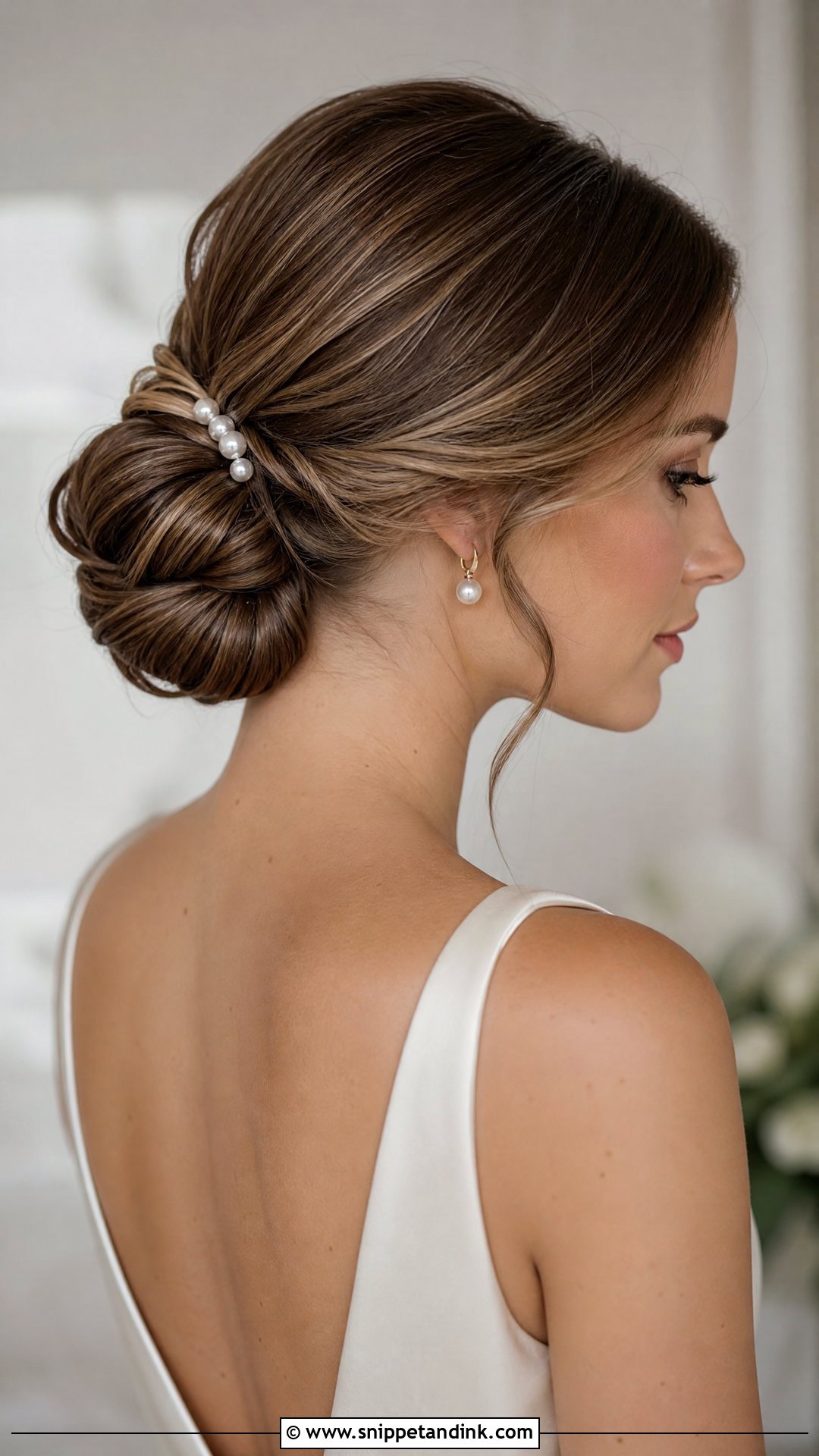 Classic Low Bridal Bun - Snippet and Ink - 15 Bridal Bun Updo Ideas