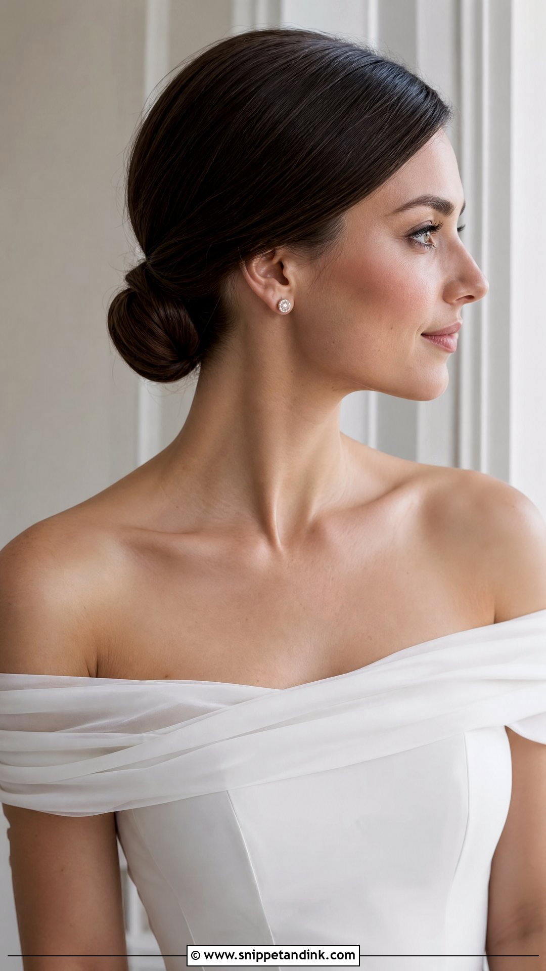 Classic Low Bun - Snippet and Ink - 20 Wedding Hairstyles Front View