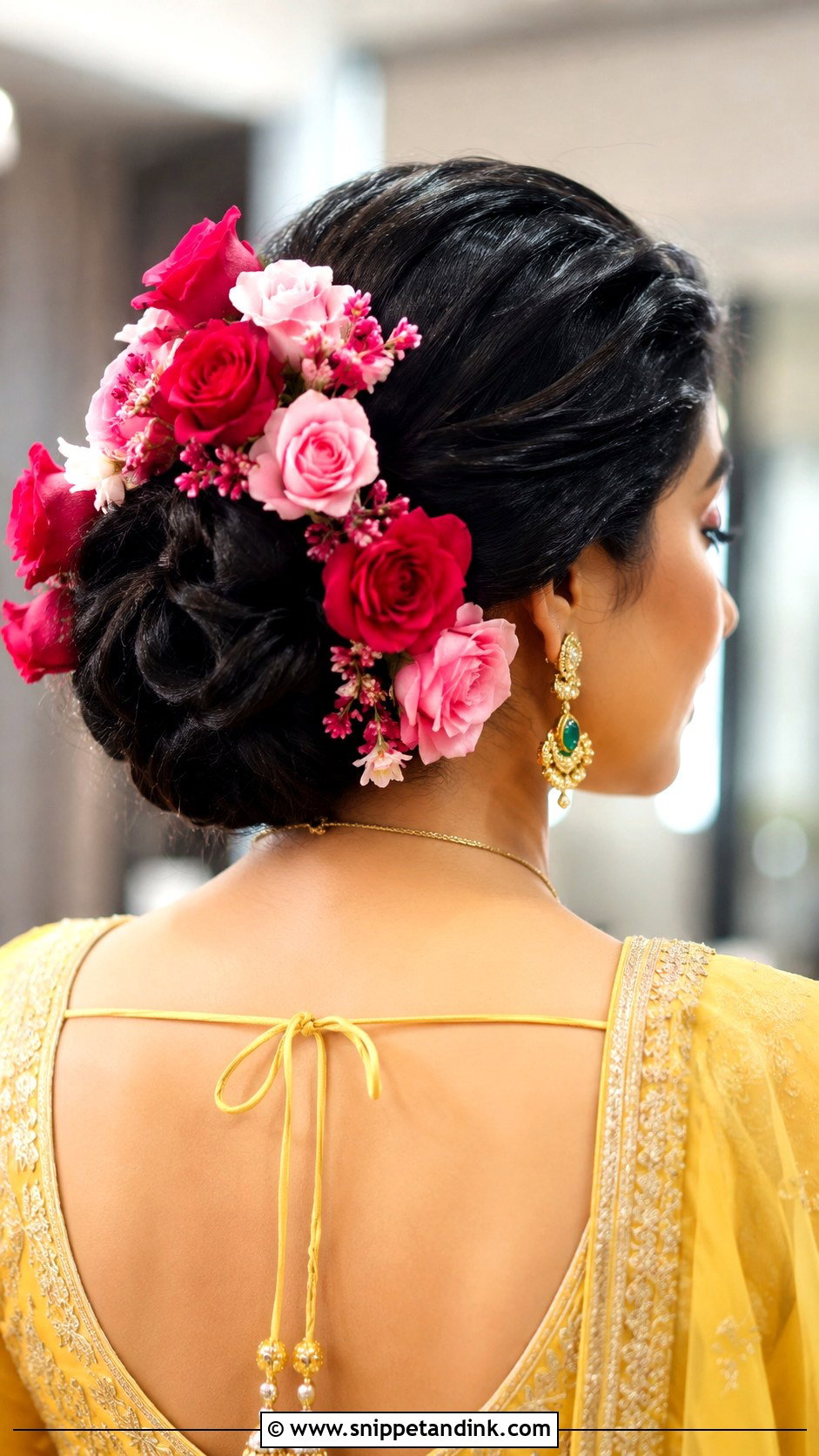 Classic Low Bun With Gajra - Snippet and Ink - 25 Indian Bridal Wedding Hairstyles
