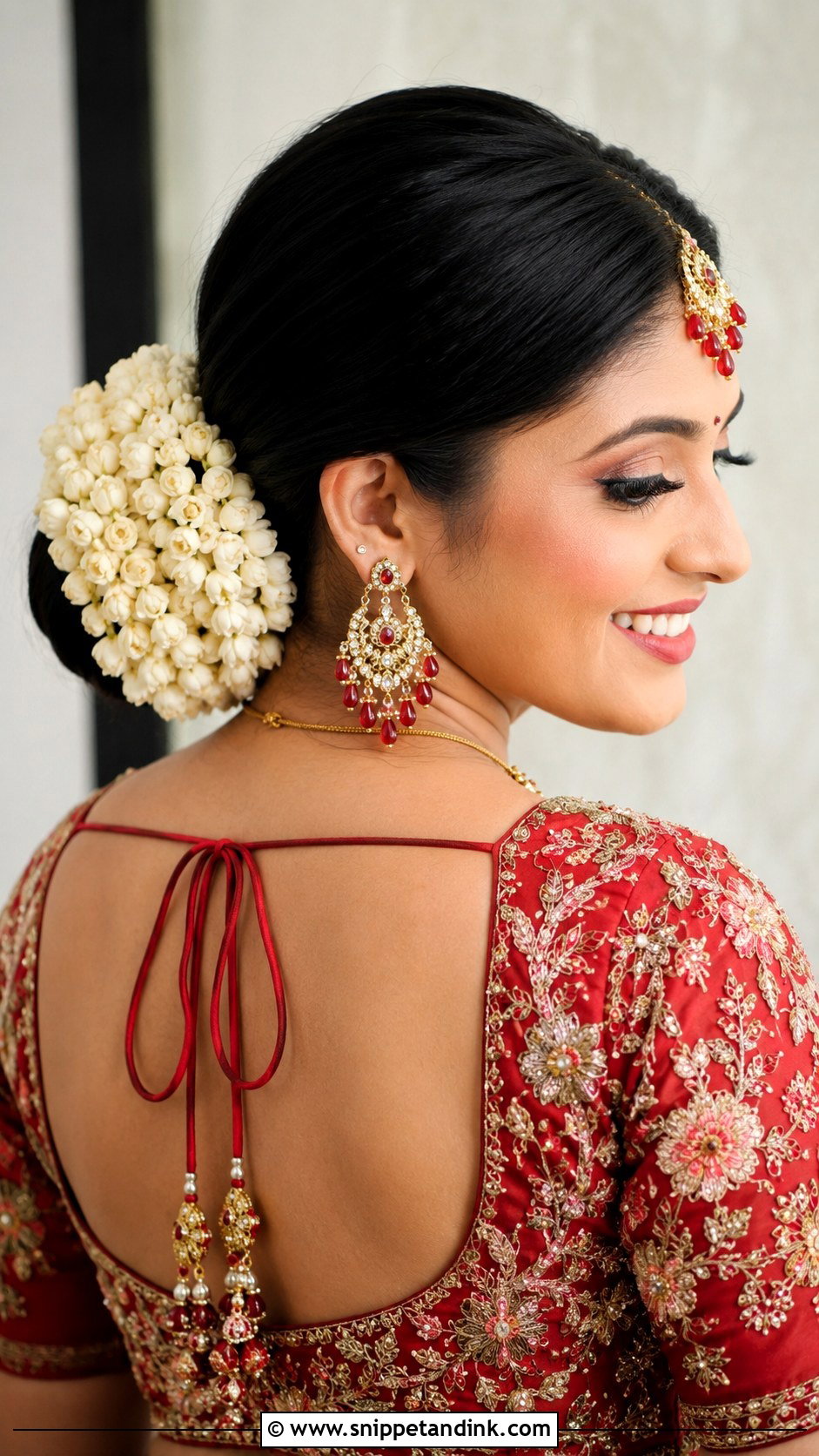 Classic Low Bun With Gajra - Snippet and Ink - 25 Hindu Bride Hairstyle Ideas