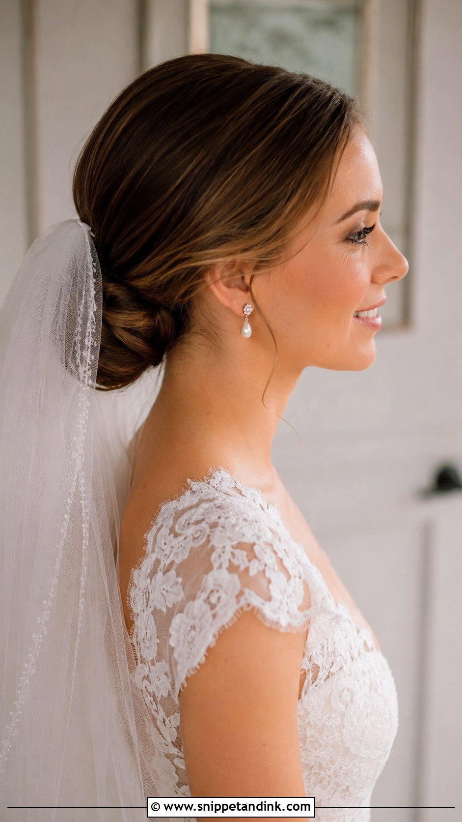 Classic Low Bun With Veil - Snippet and Ink - 25 Christian Bridal Hairstyle Ideas
