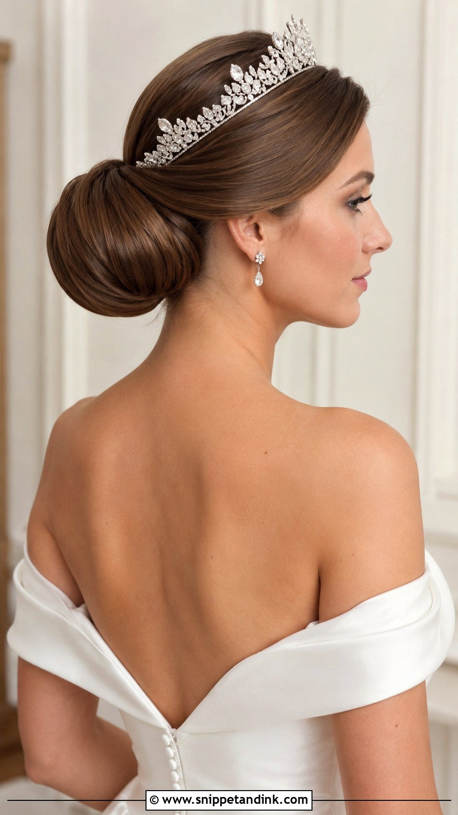 Classic Low Bun with Tiara - Snippet and Ink - 20 Bride Hairstyles with Tiara