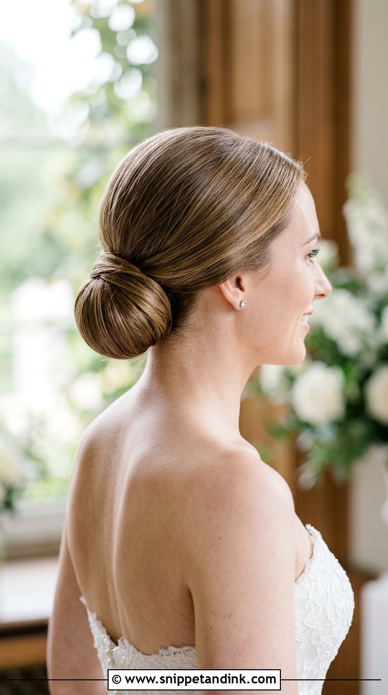 Classic Low Chignon Bun - Snippet and Ink - 20 Bridal Wedding Hair Updo Ideas