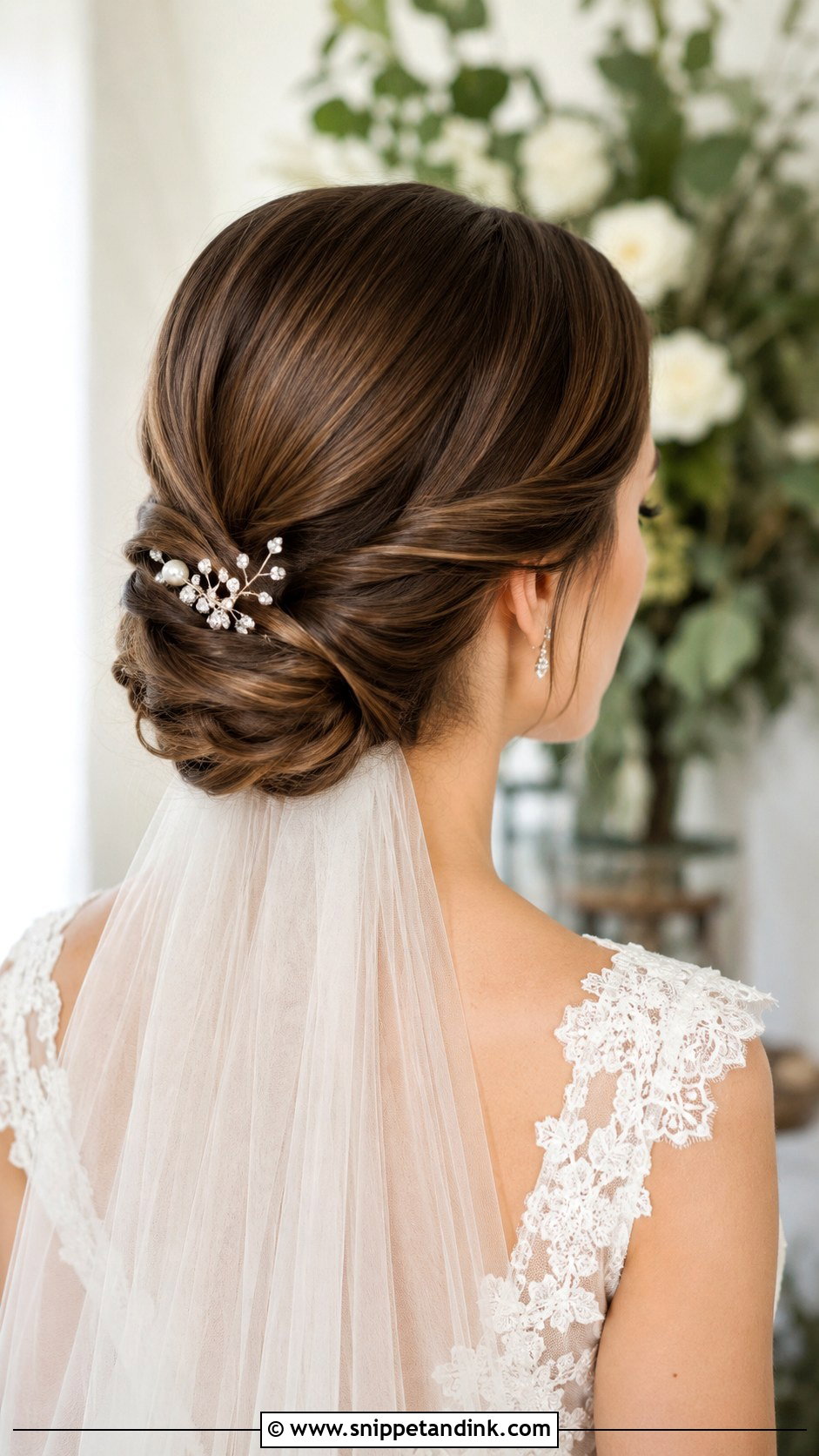 Classic Low Chignon Bun - Snippet and Ink - 25 Bridal Hair Bun Ideas
