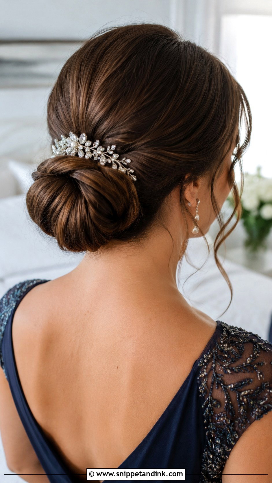 Classic Low Chignon Bun - Snippet and Ink - 25 Wedding Guest Hair Ideas