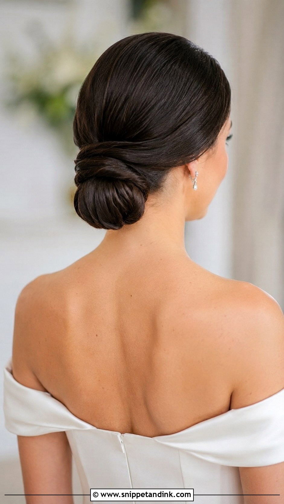 Classic Low Chignon Bun - Snippet and Ink - 30 Low Updo Wedding Hair Ideas