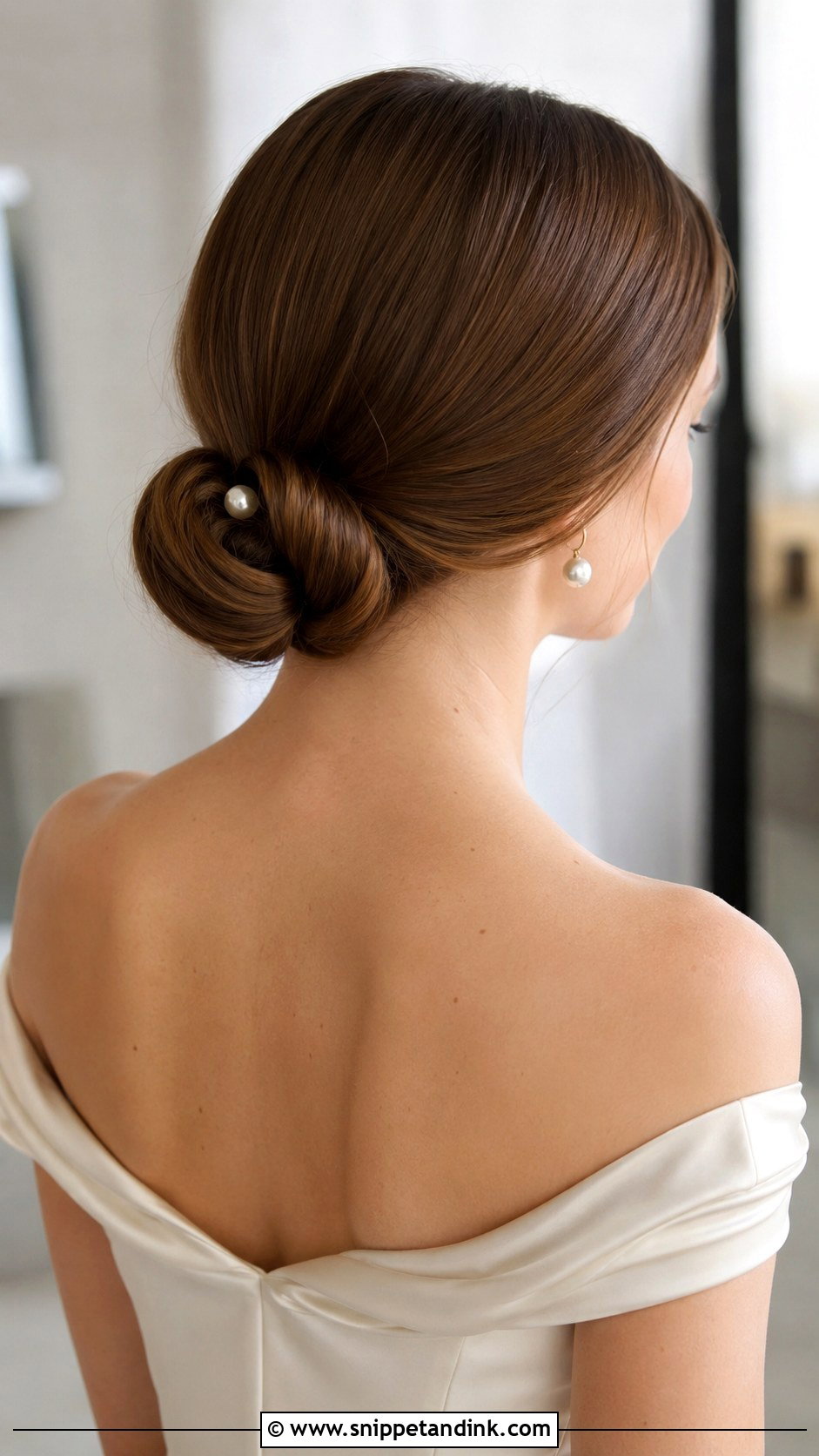Classic Low Chignon Wedding Bun - Snippet and Ink - 25 Simple Low Bun Wedding Hair Ideas