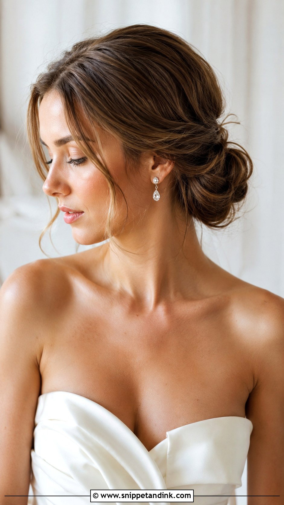 Classic Low Chignon for Long Hair - Snippet and Ink - 30 Long Hair Wedding Styles