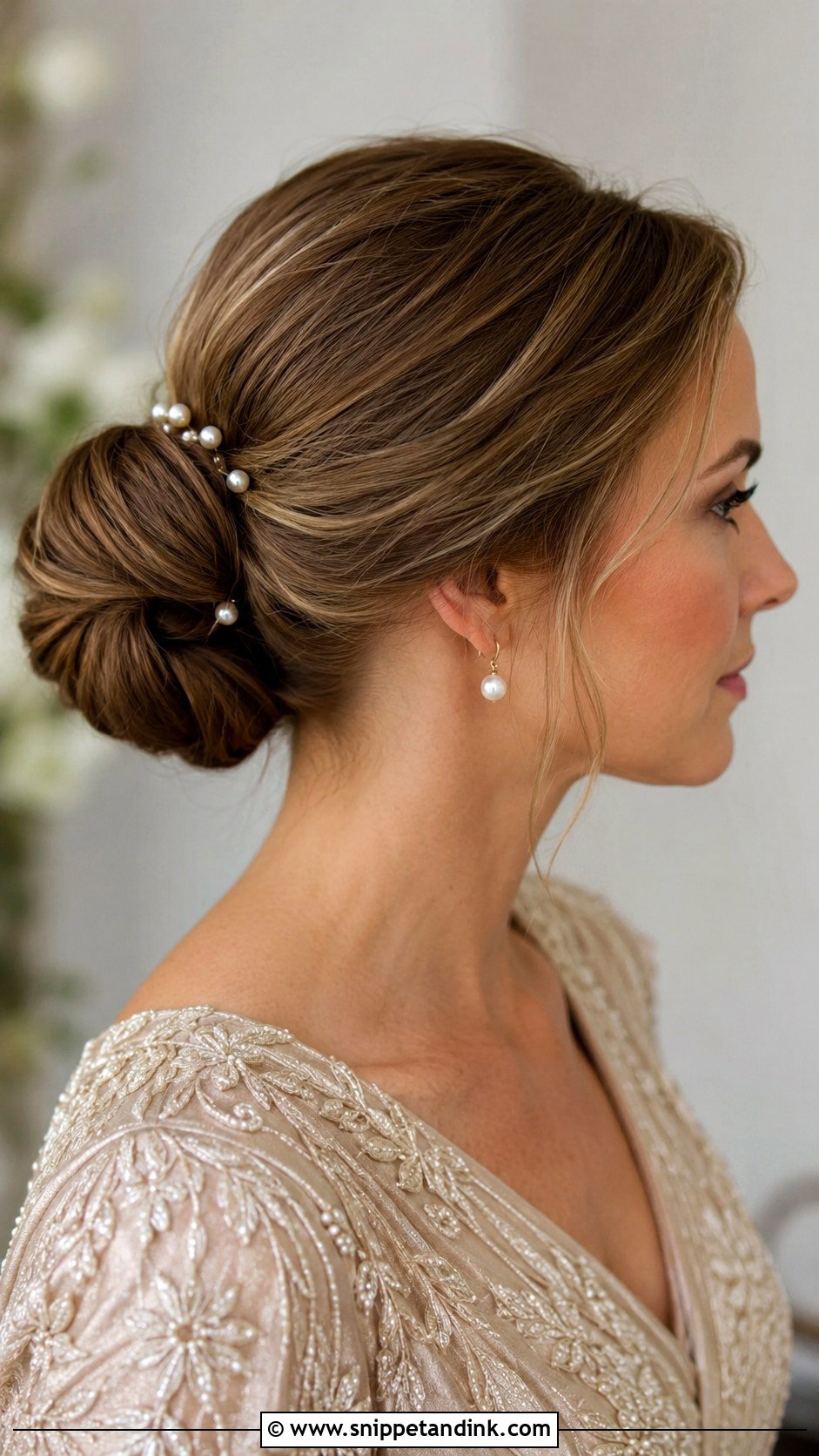 Classic Low Chignon for Mother of the Bride - Snippet and Ink - 20 Mother of the Bride Hairstyle Ideas