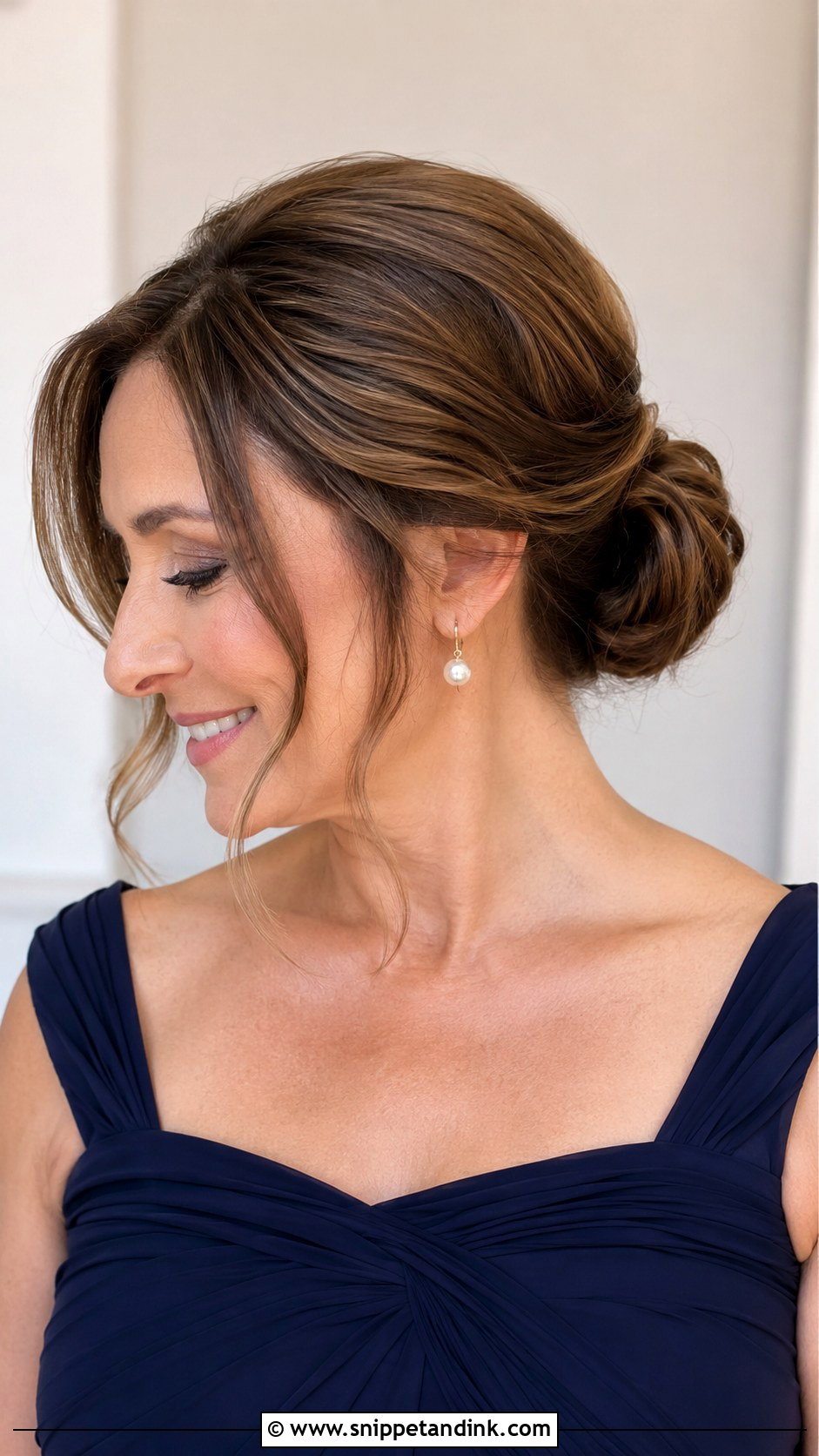 Classic Low Chignon for Mother of the Groom - Snippet and Ink - 25 Mother of the Groom Hairstyles Over 50