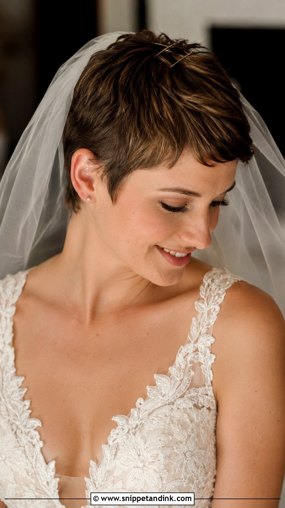 Classic Pixie Cut With a Veil - Snippet and Ink - 20 Pixie Wedding Hairstyles