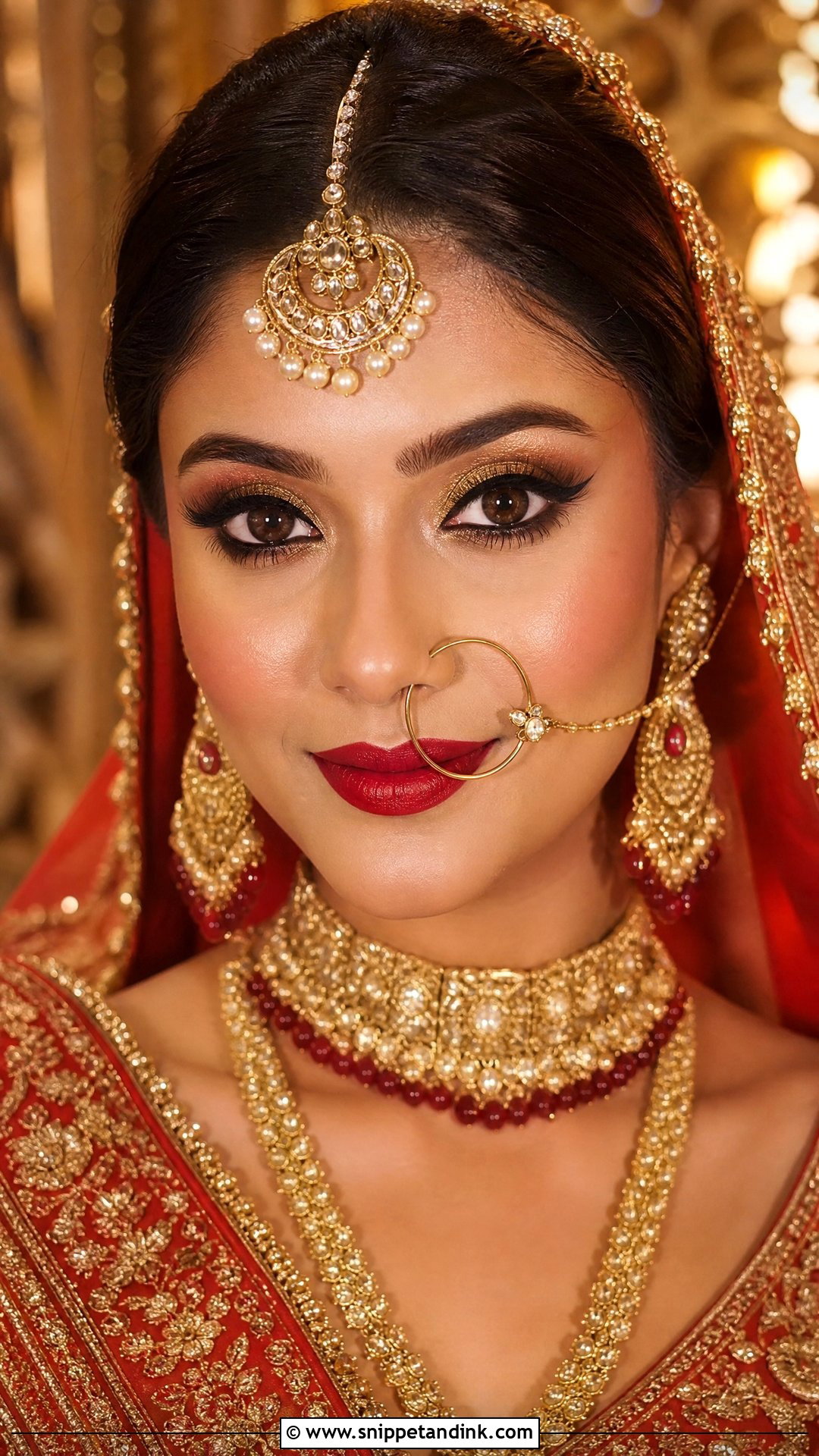 Classic Red Bollywood Bridal Makeup - Snippet and Ink - 20 Bollywood Bridal Look Ideas