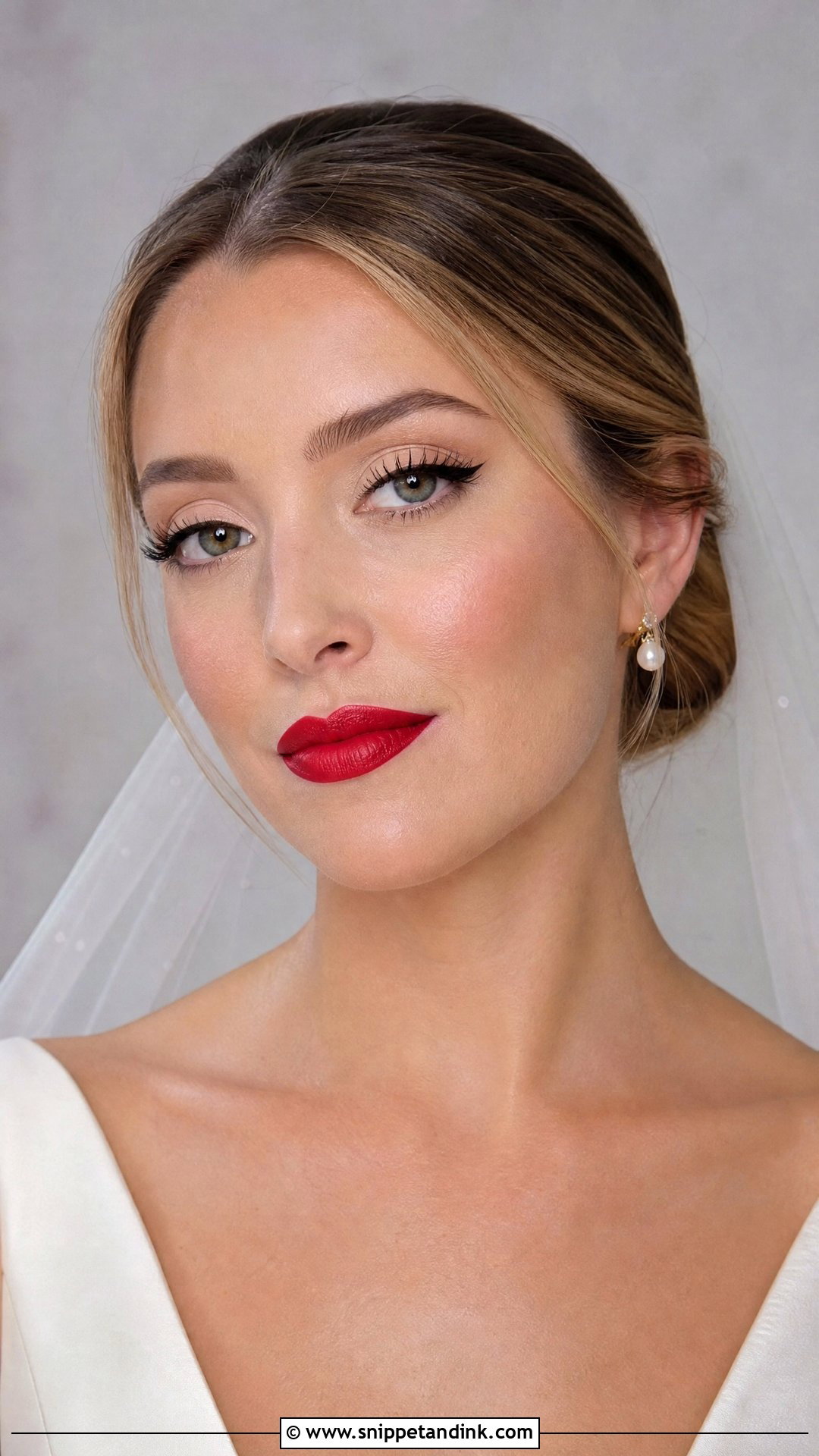 Classic Red Lip Bridal Makeup - Snippet and Ink - 20 Red Lips Bride Ideas
