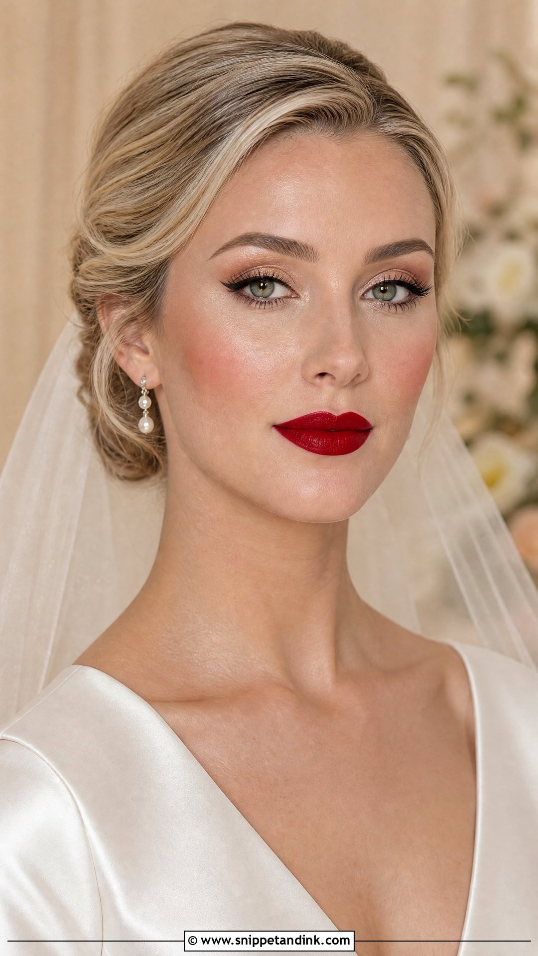 Classic Red Lip Bridal Makeup - Snippet and Ink - 25 Bridal Makeup with Red Lips