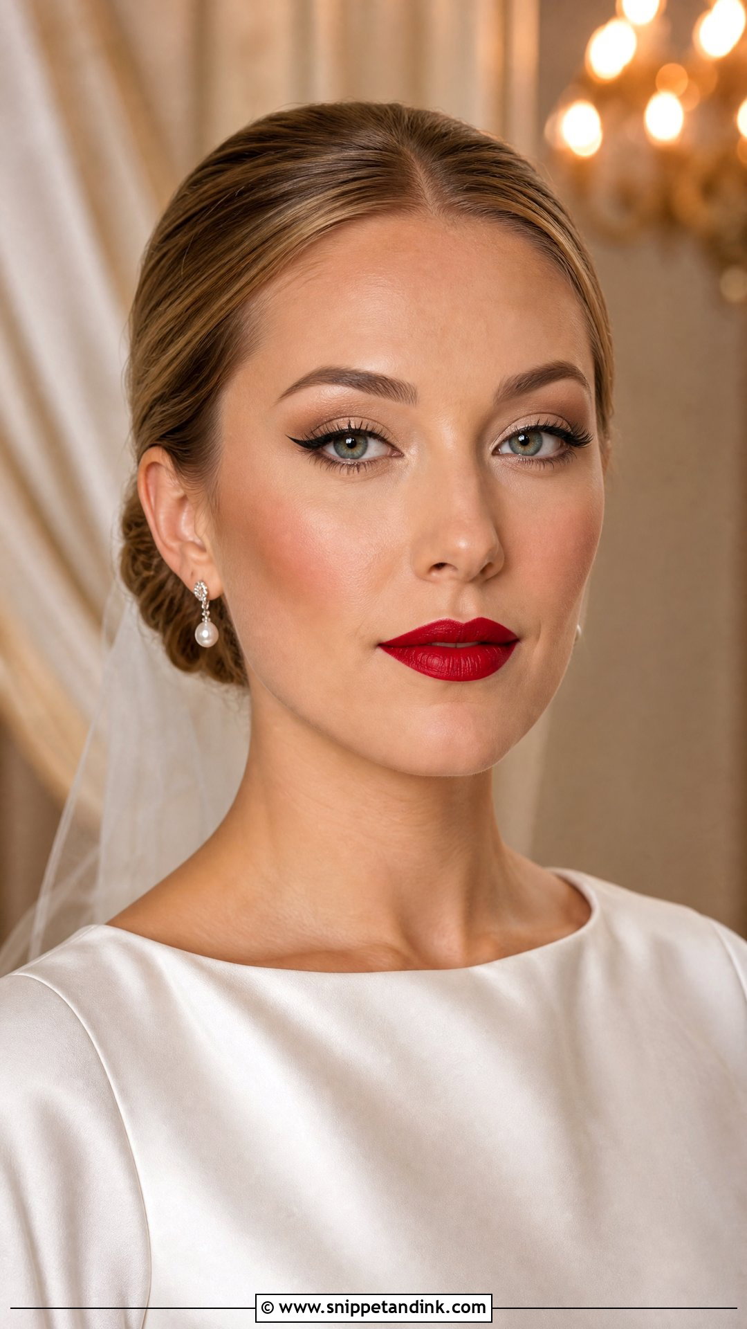 Classic Red Lip Bridal Makeup - Snippet and Ink - 25 Wedding Glam Makeup Brides