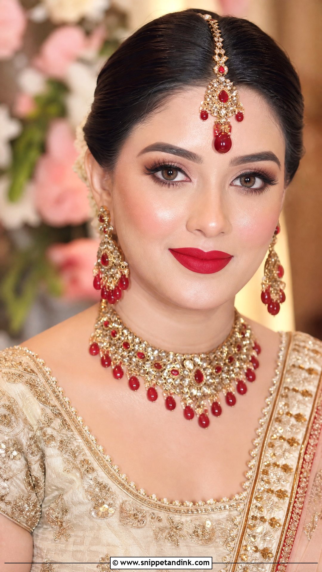 Classic Red Lip Bridal Makeup - Snippet and Ink - 30 Indian Bridal Makeup Ideas