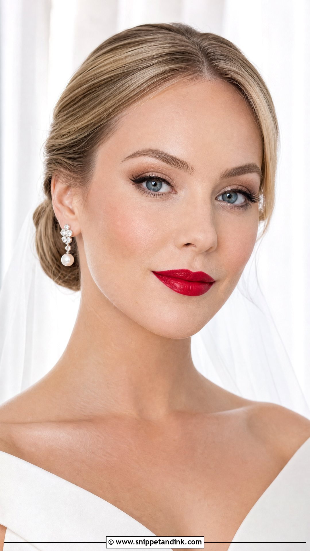 Classic Red Lip Bridal Makeup - Snippet and Ink - 20 Bride Red Lipstick Ideas