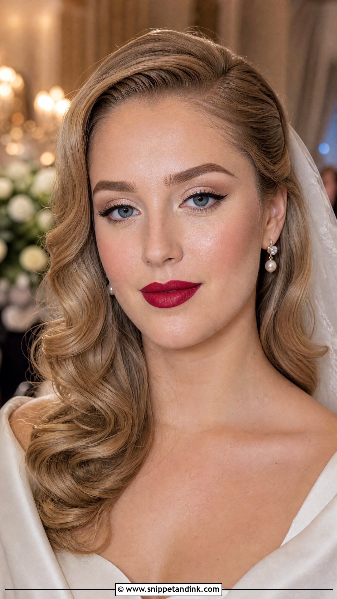 Classic Red Lip Bridal Makeup - Snippet and Ink - 20 Brides Make Up Wedding Ideas