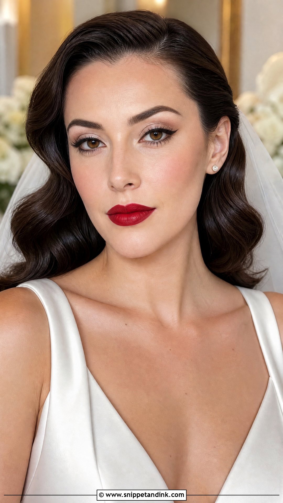 Classic Red Lip Bridal Makeup - Snippet and Ink - 20 Easy Bridal Makeup Ideas