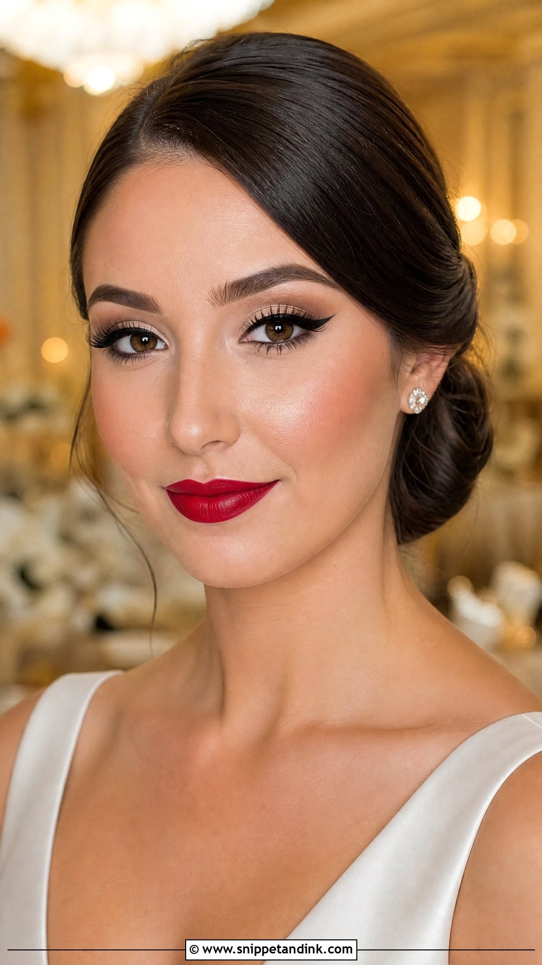 Classic Red Lip Bridal Makeup Brown Eyes - Snippet and Ink - 20 Bridal Makeup Full Glam Brown Eyes