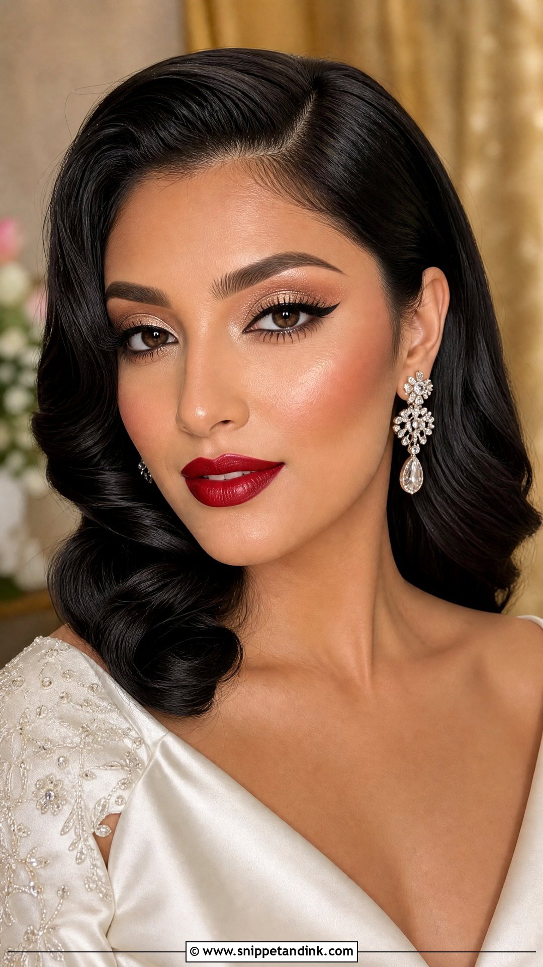Classic Red Lip Bridal Makeup For Black Women - Snippet and Ink - 25 Bridal Makeup Black Women