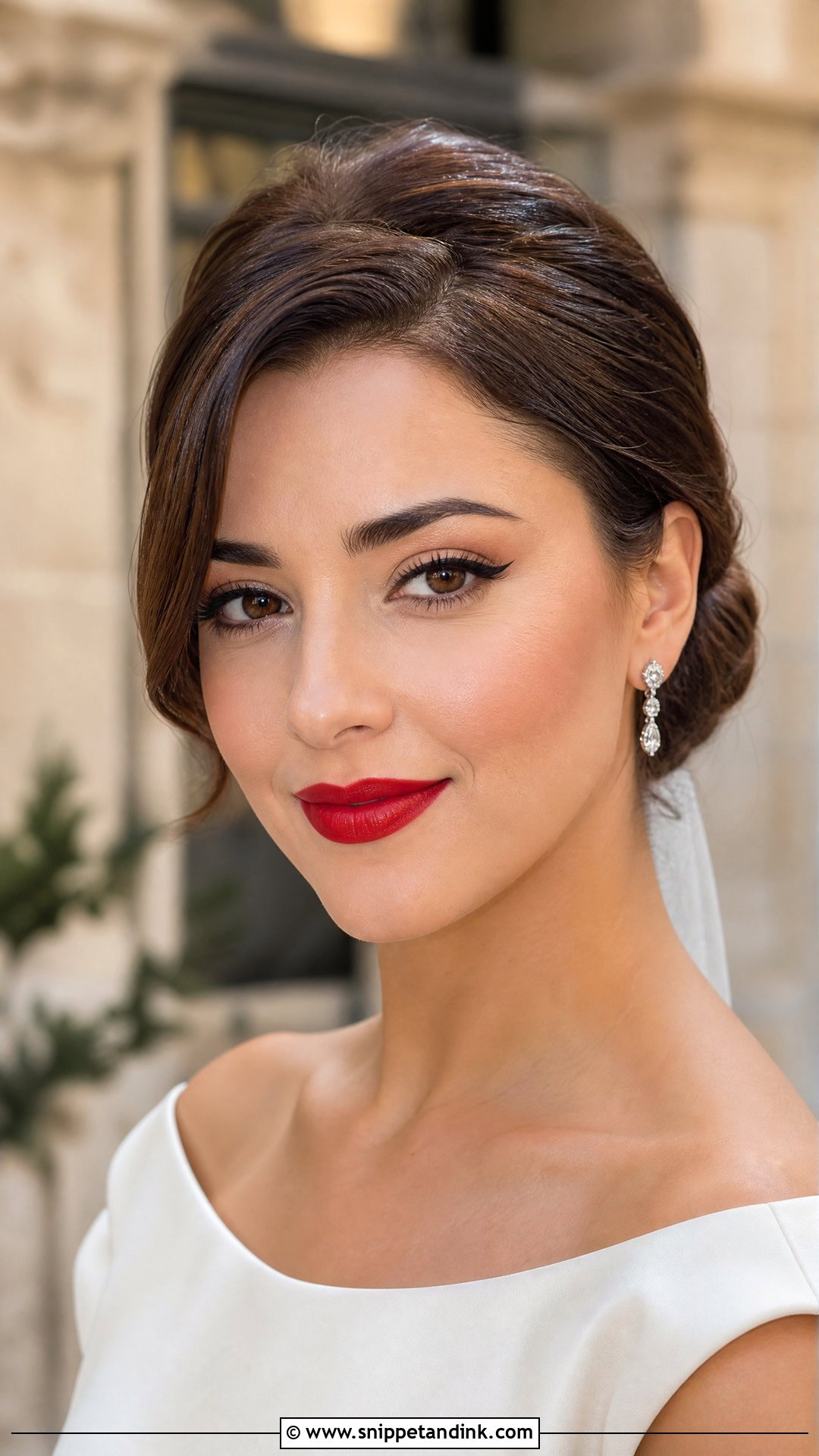 Classic Red Lip Bridal Makeup For Brown Eyes - Snippet and Ink - 20 Glam Bride Makeup for Brown Eyes