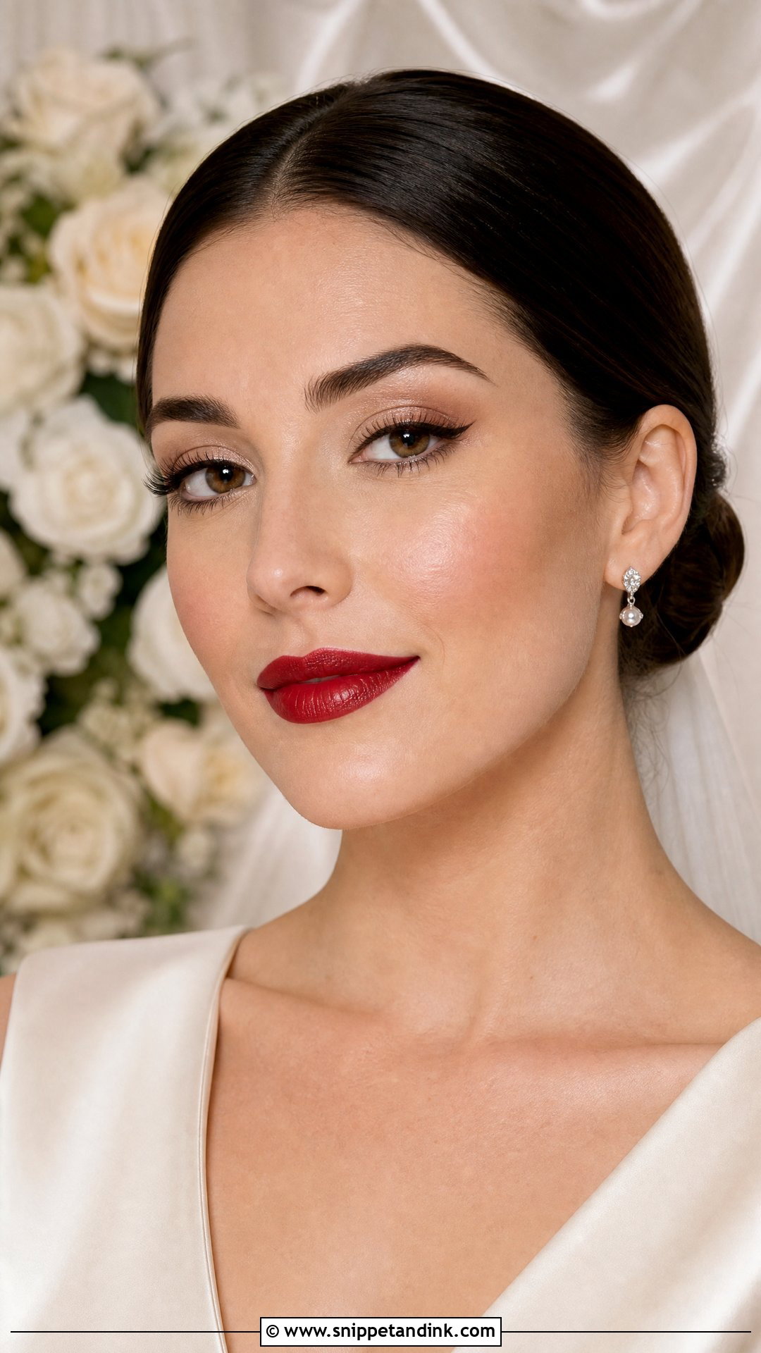 Classic Red Lip Bridal Makeup For Brown Eyes Brunettes - Snippet and Ink - 25 Bridal Makeup for Brown Eyes Brunettes