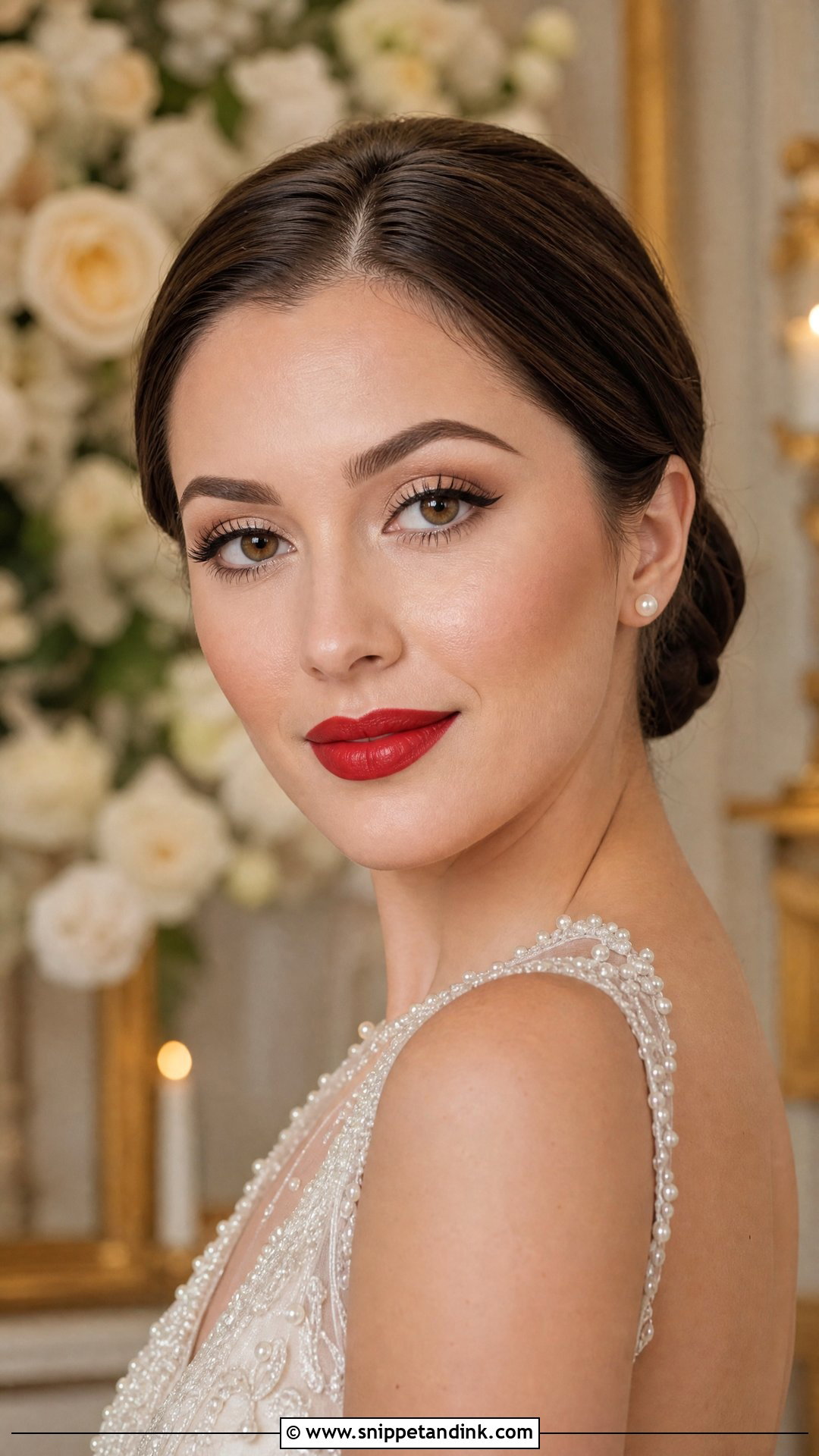 Classic Red Lip Bridal Makeup For Brunette Brown Eyes - Snippet and Ink - 20 Bridal Makeup Brunette Brown Eyes