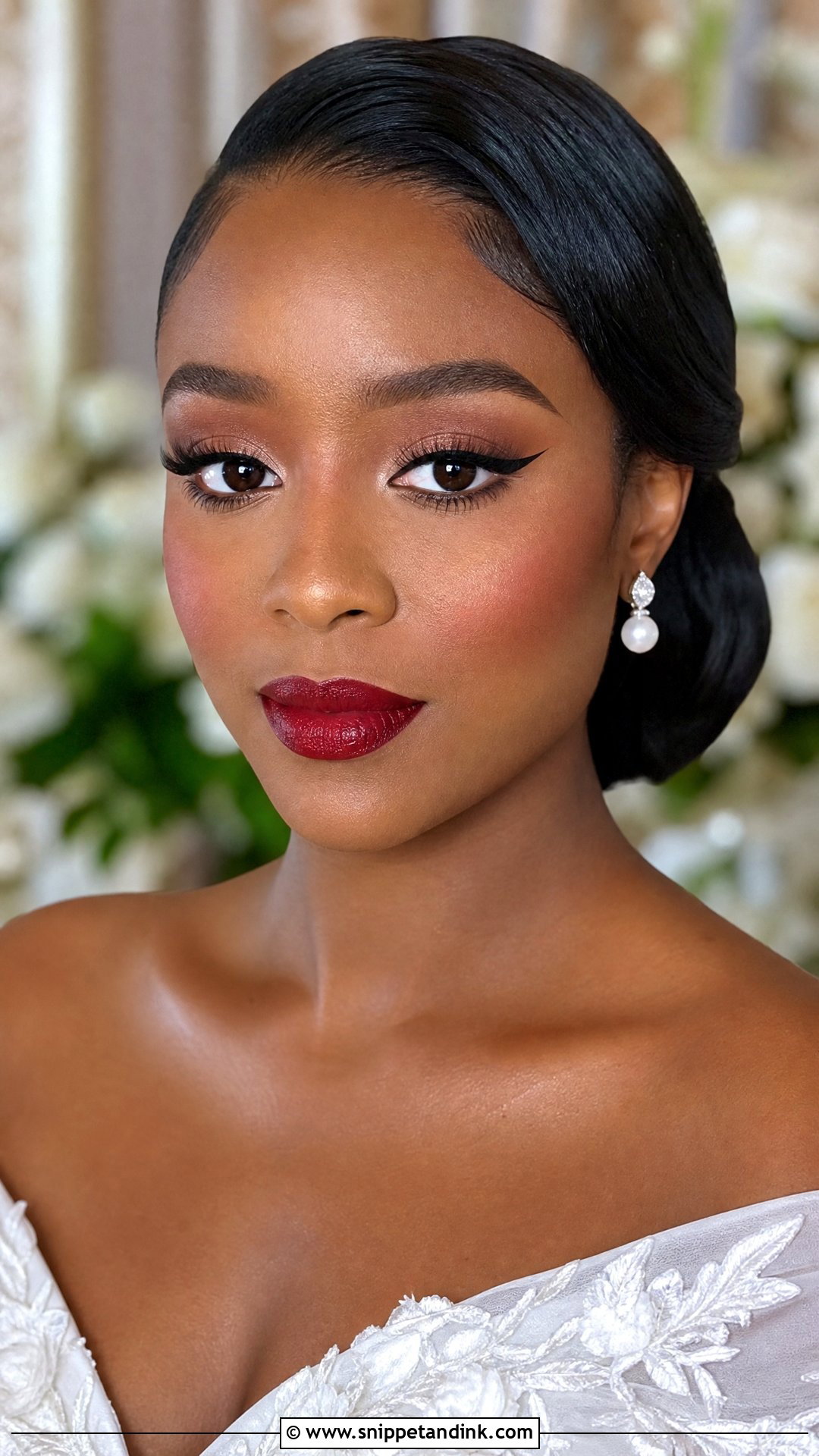 Classic Red Lip Bridal Makeup For Dark Skin - Snippet and Ink - 25 Black Bridal Makeup Dark Skin Ideas