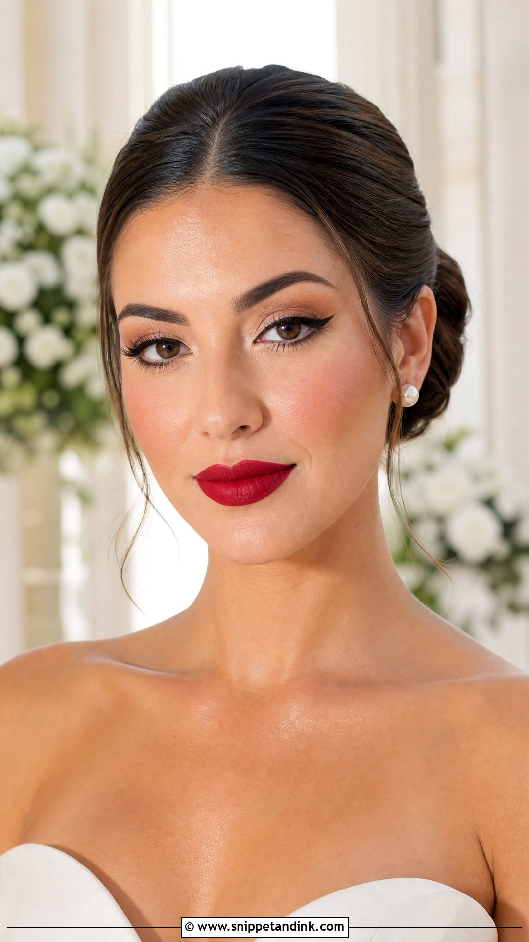Classic Red Lip Bridal Makeup For Olive Skin - Snippet and Ink - 20 Bridal Makeup Olive Skin Ideas