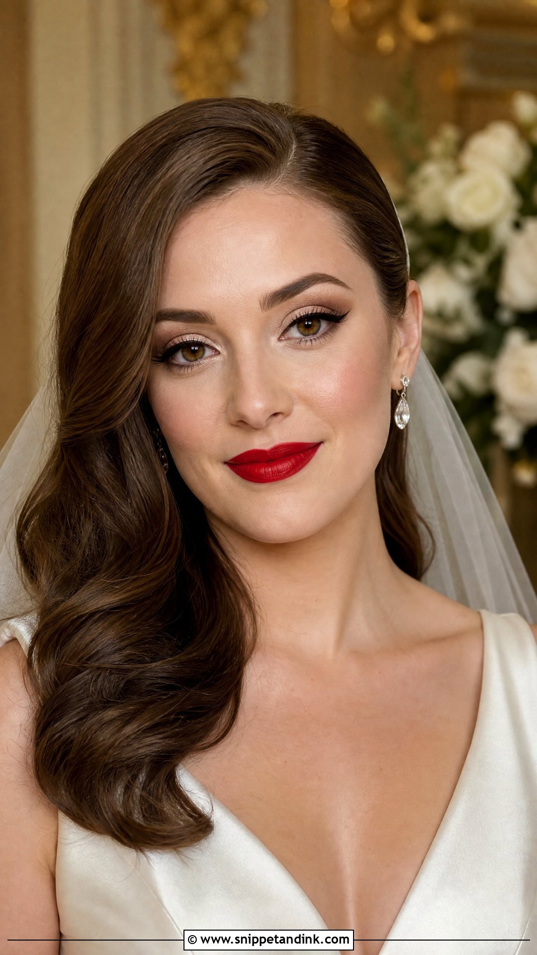 Classic Red Lip Bridal Makeup for Brown Eyes - Snippet and Ink - 20 Wedding Bride Makeup for Brown Eyes