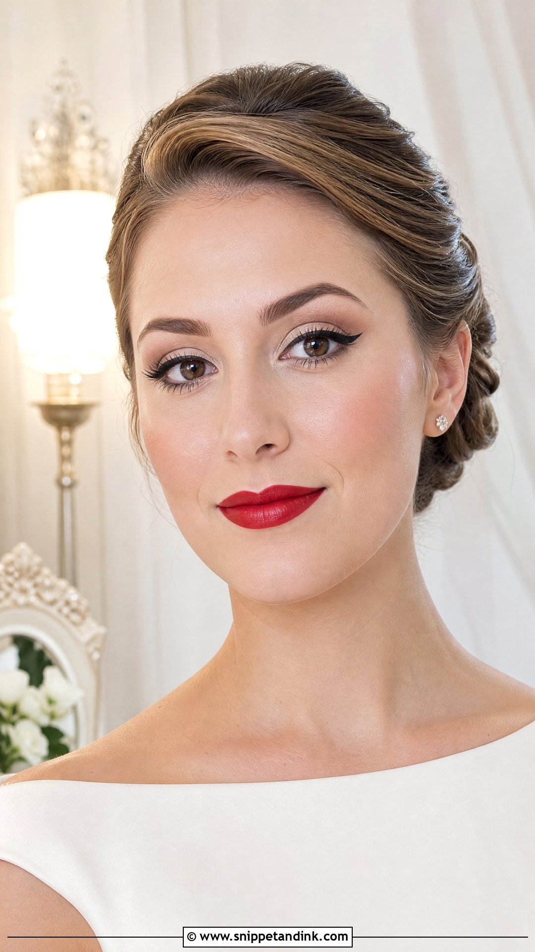 Classic Red Lip Bridal Makeup for Brown Eyes - Snippet and Ink - 25 Bridal Make Up for Brown Eyes