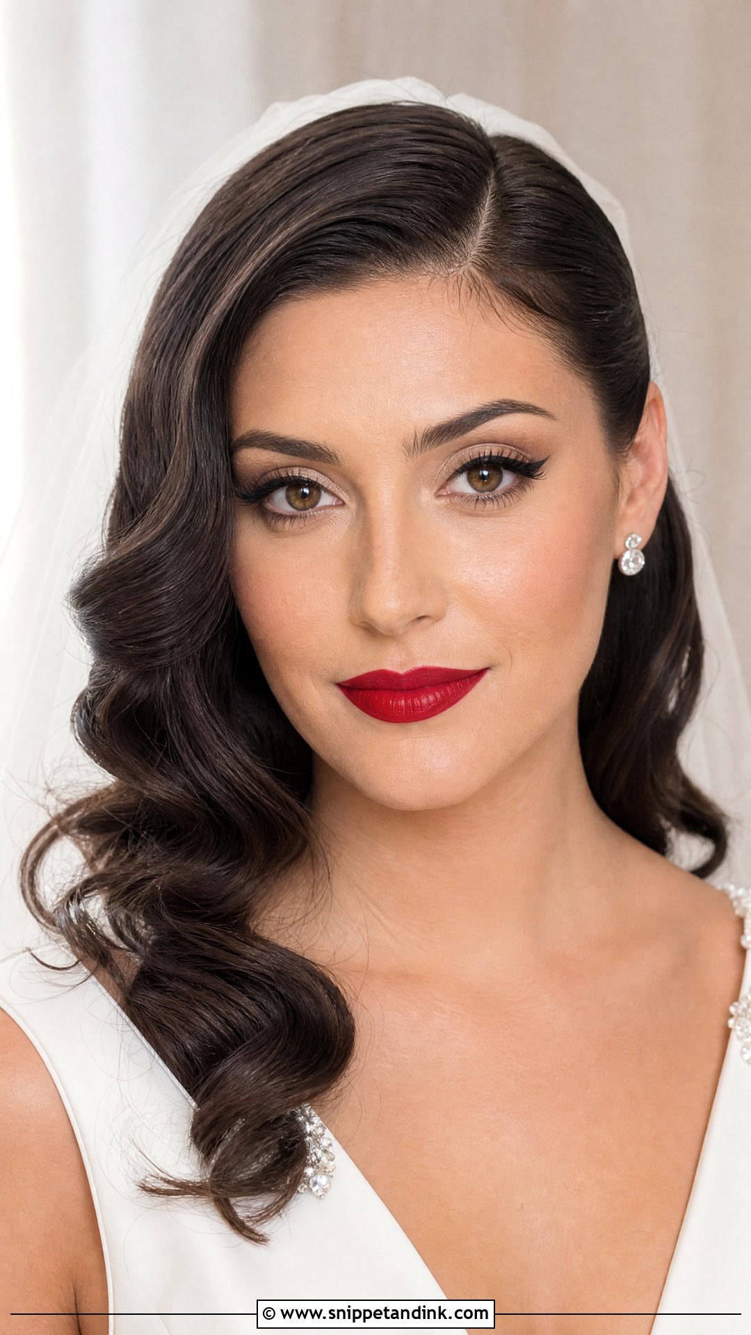 Classic Red Lip Bridal Makeup for Brown Eyes - Snippet and Ink - 20 Bridal Wedding Make Up for Brown Eyes