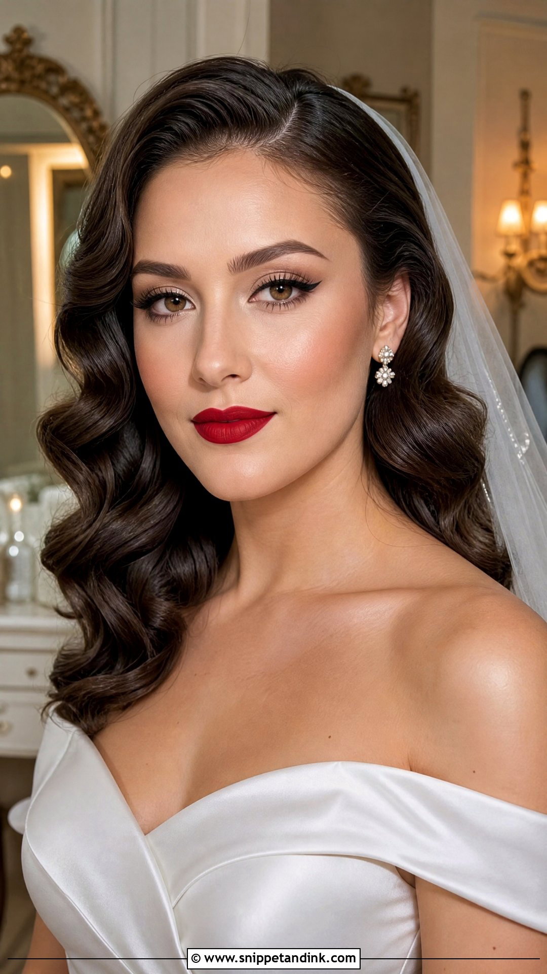 Classic Red Lip Bride Makeup - Snippet and Ink - 35 Glam Bride Makeup Ideas