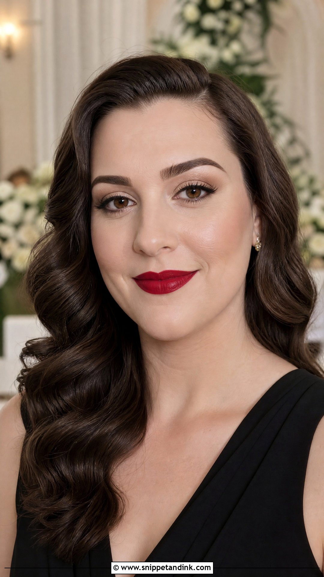Classic Red Lip Bridesmaid Makeup for Brown Eyes - Snippet and Ink - 20 Bridesmaid Makeup for Brown Eyes Wedding