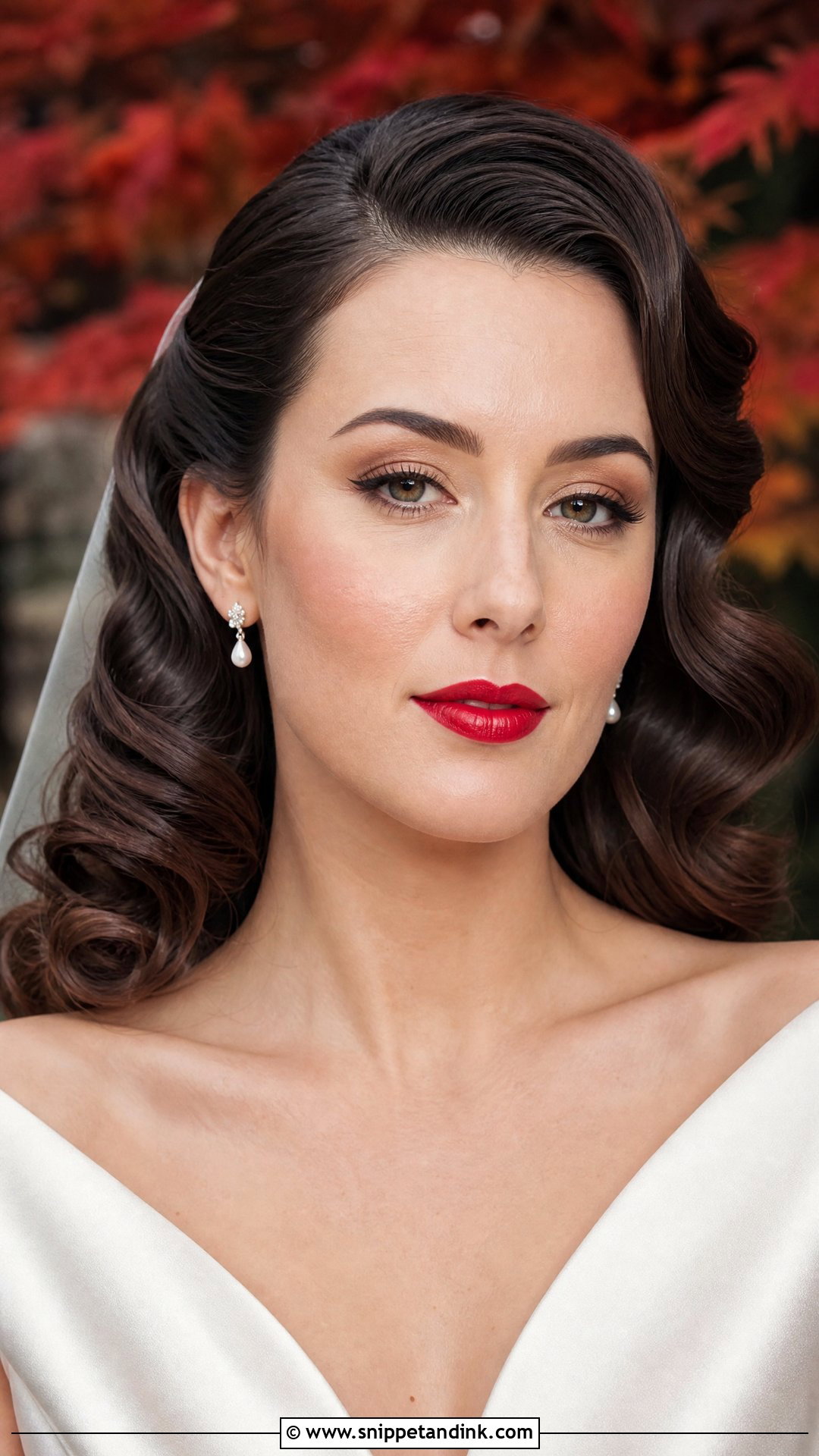 Classic Red Lip Fall Bridal Makeup For Brown Eyes - Snippet and Ink - 20 Fall Bridal Makeup for Brown Eyes