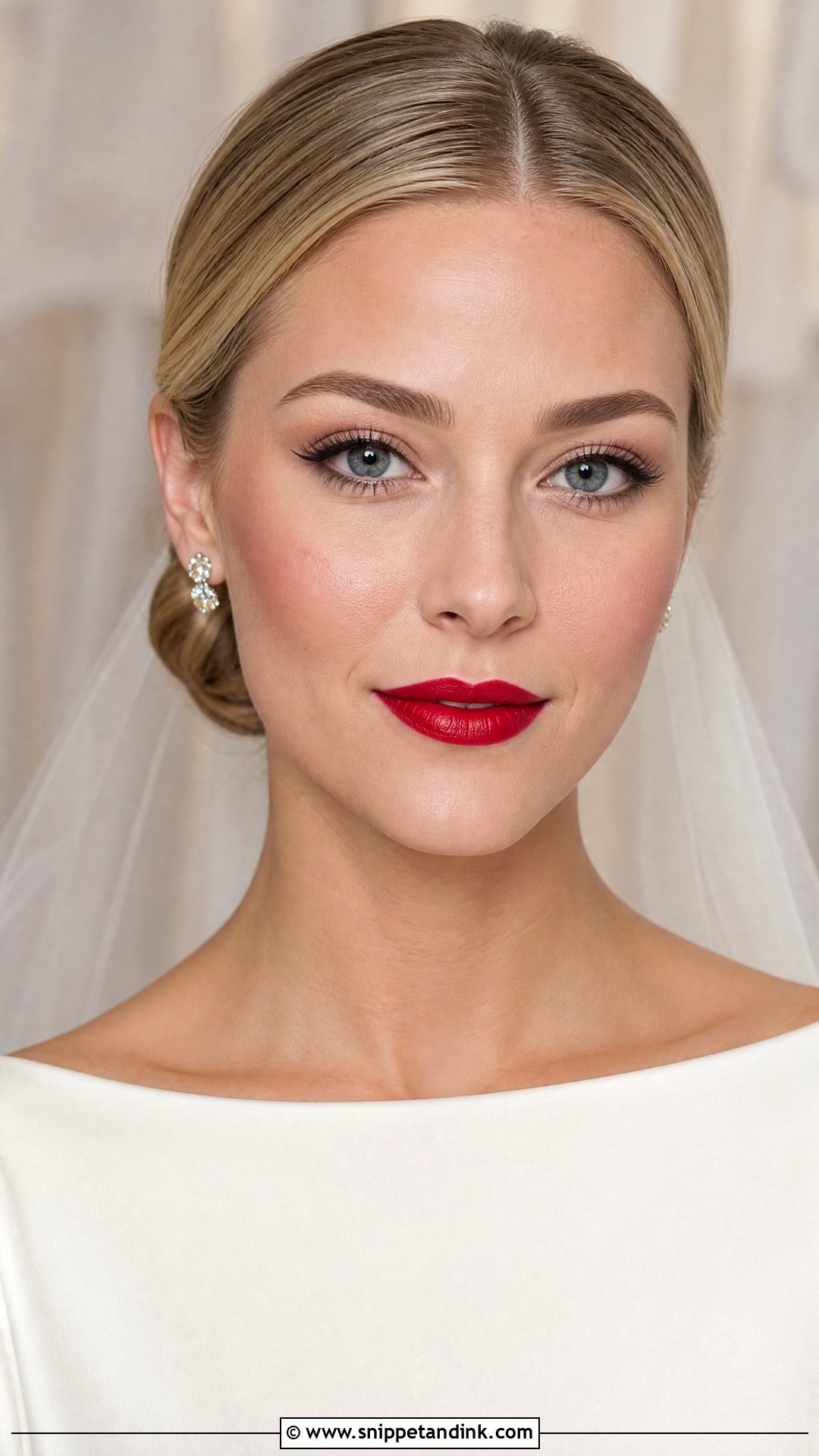 Classic Red Lip Glowy Wedding Makeup - Snippet and Ink - 25 Glowy Wedding Makeup Ideas