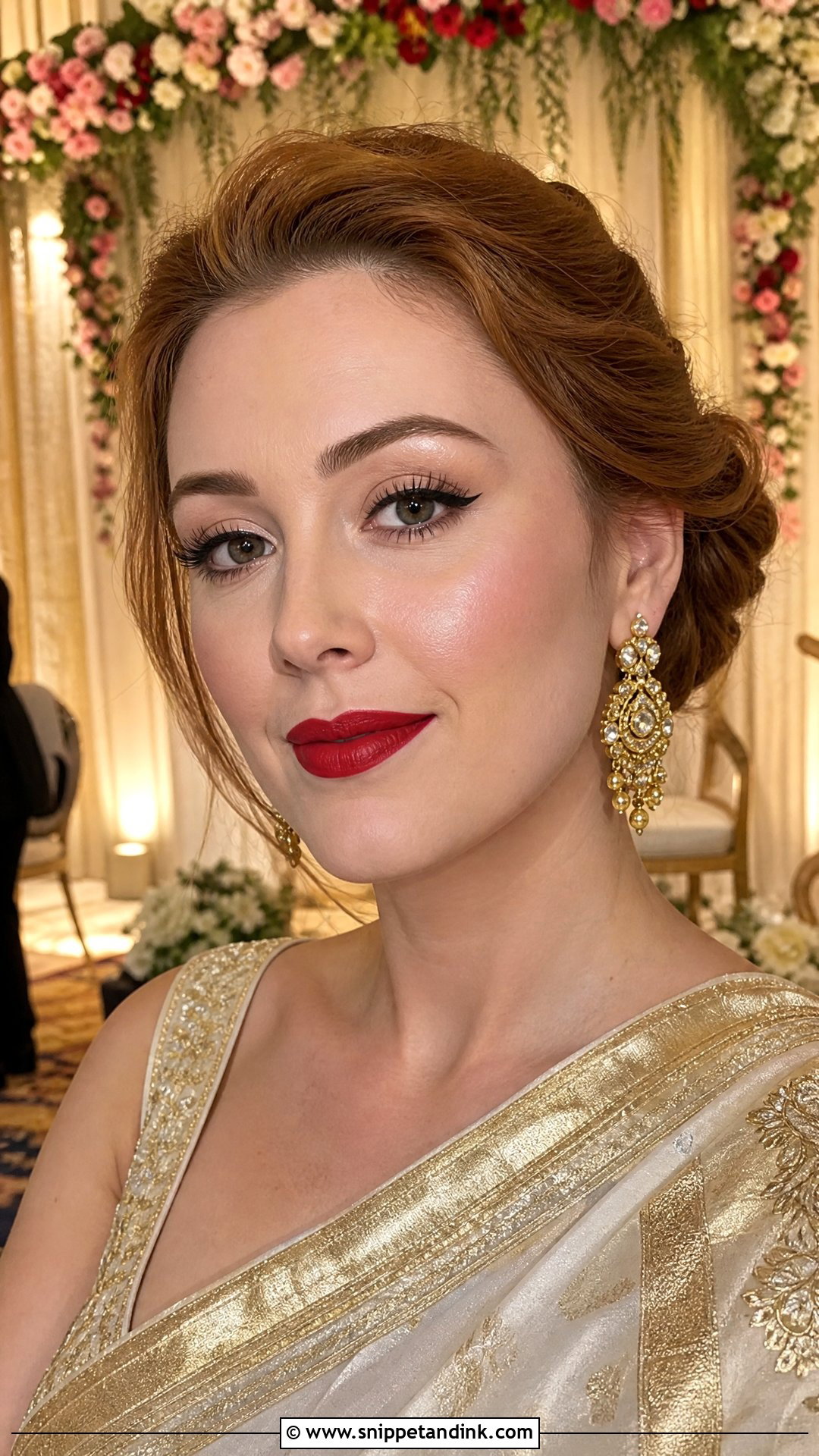 Classic Red Lip Indian Wedding Guest Makeup - Snippet and Ink - 25 Indian Wedding Guest Makeup Ideas
