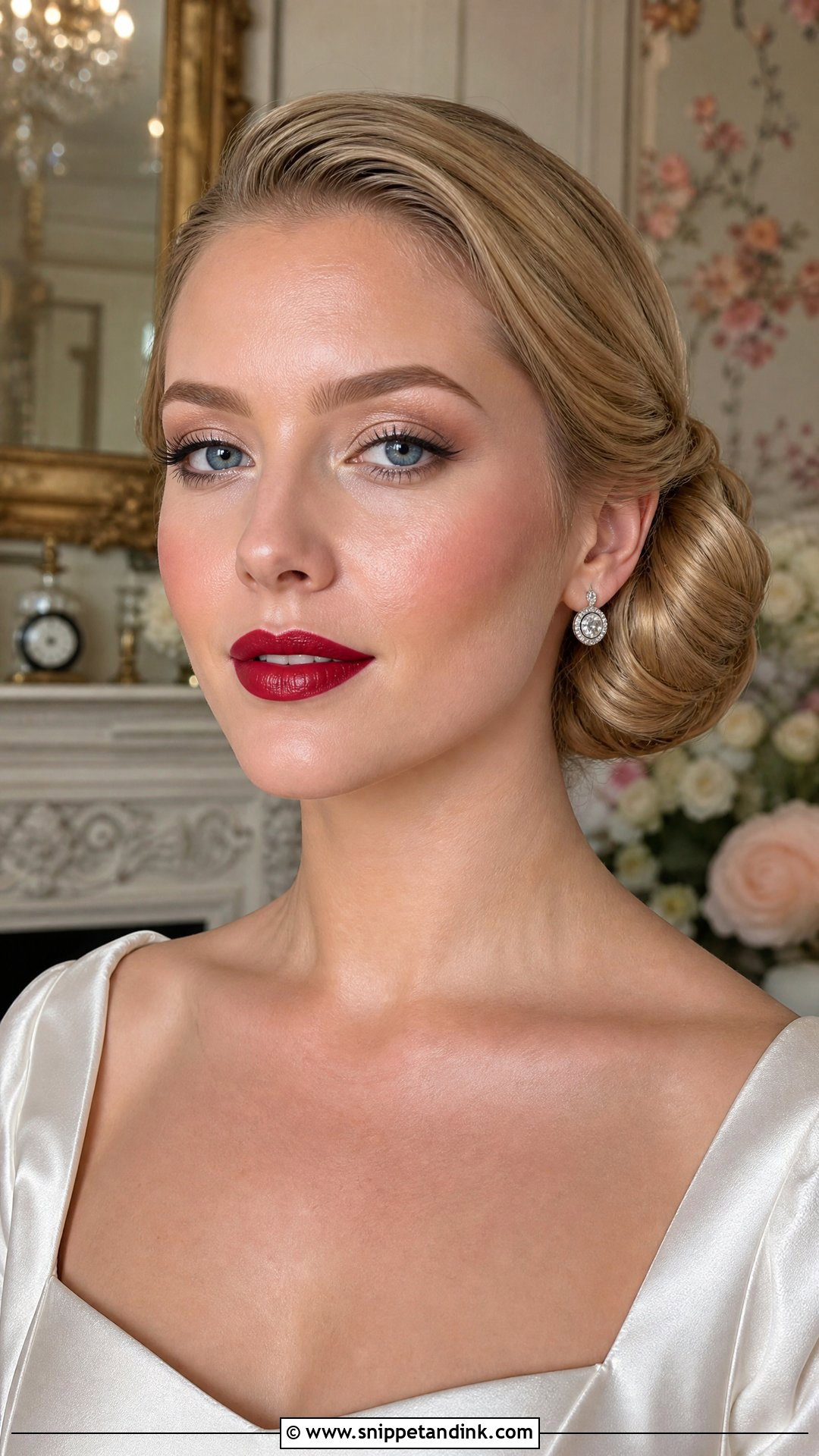 Classic Red Lip Pale Wedding Makeup - Snippet and Ink - 20 Pale Wedding Makeup Ideas