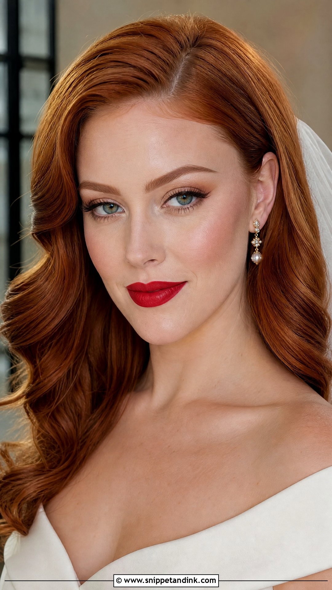 Classic Red Lip Redhead Bridal Makeup - Snippet and Ink - 20 Redhead Bridal Makeup Ideas