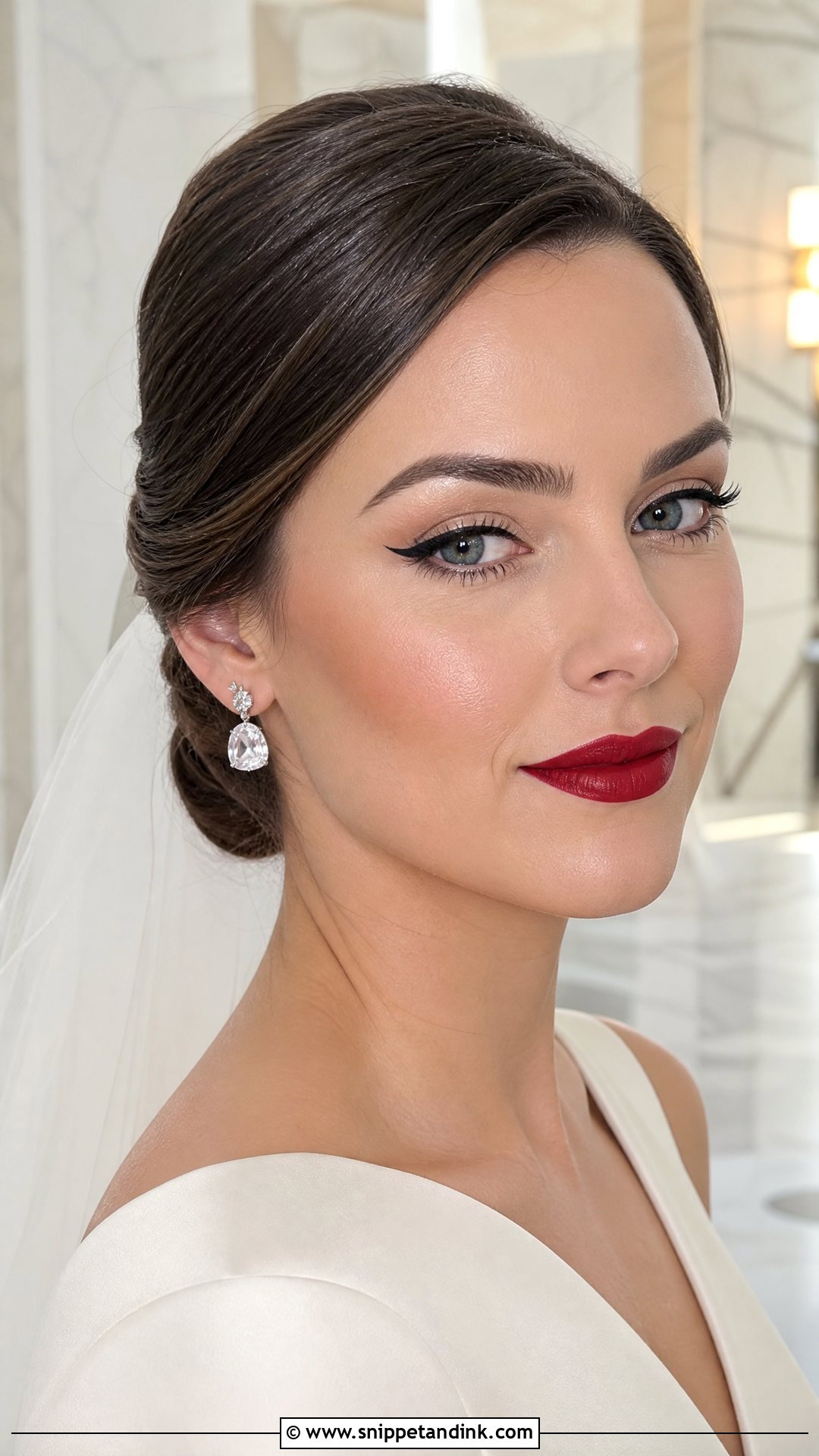 Classic Red Lip Wedding Makeup - Snippet and Ink - 20 Wedding Makeup 2025 Ideas