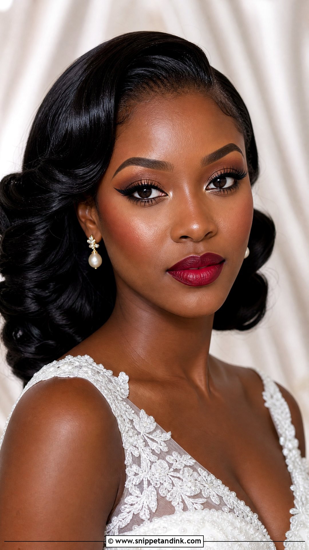 Classic Red Lip Wedding Makeup For Black Women - Snippet and Ink - 25 Wedding Makeup Black Women