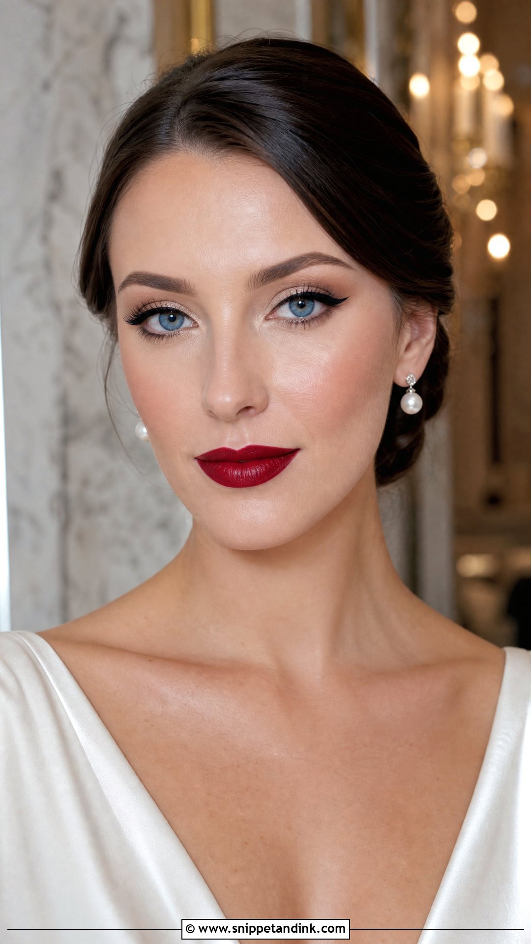 Classic Red Lip Wedding Makeup For Blue Eyes - Snippet and Ink - 20 Wedding Makeup Ideas for Blue Eyes