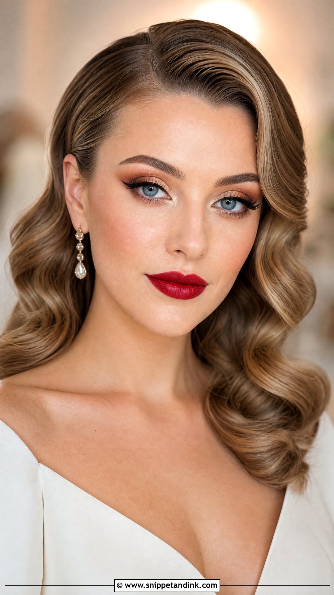 Classic Red Lip Wedding Makeup For Blue Eyes - Snippet and Ink - 25 Full Glam Wedding Makeup for Blue Eyes