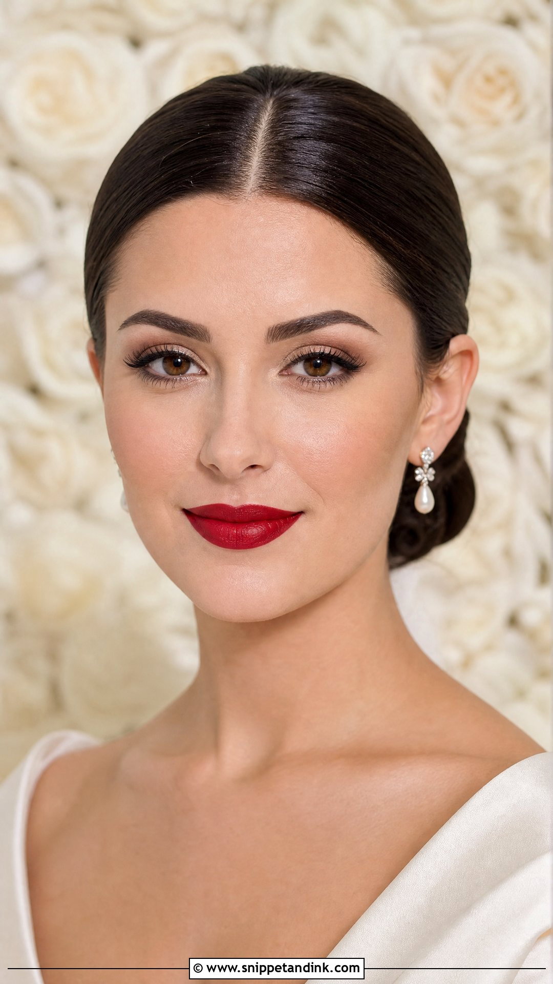 Classic Red Lip Wedding Makeup For Brown Eyes - Snippet and Ink - 20 Wedding Makeup Ideas for Brown Eyes