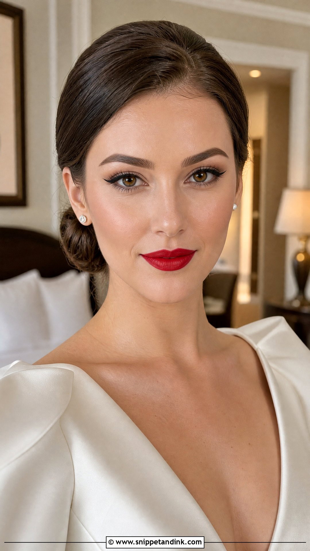 Classic Red Lip Wedding Makeup For Brown Eyes - Snippet and Ink - 25 Elegant Wedding Makeup for Brown Eyes