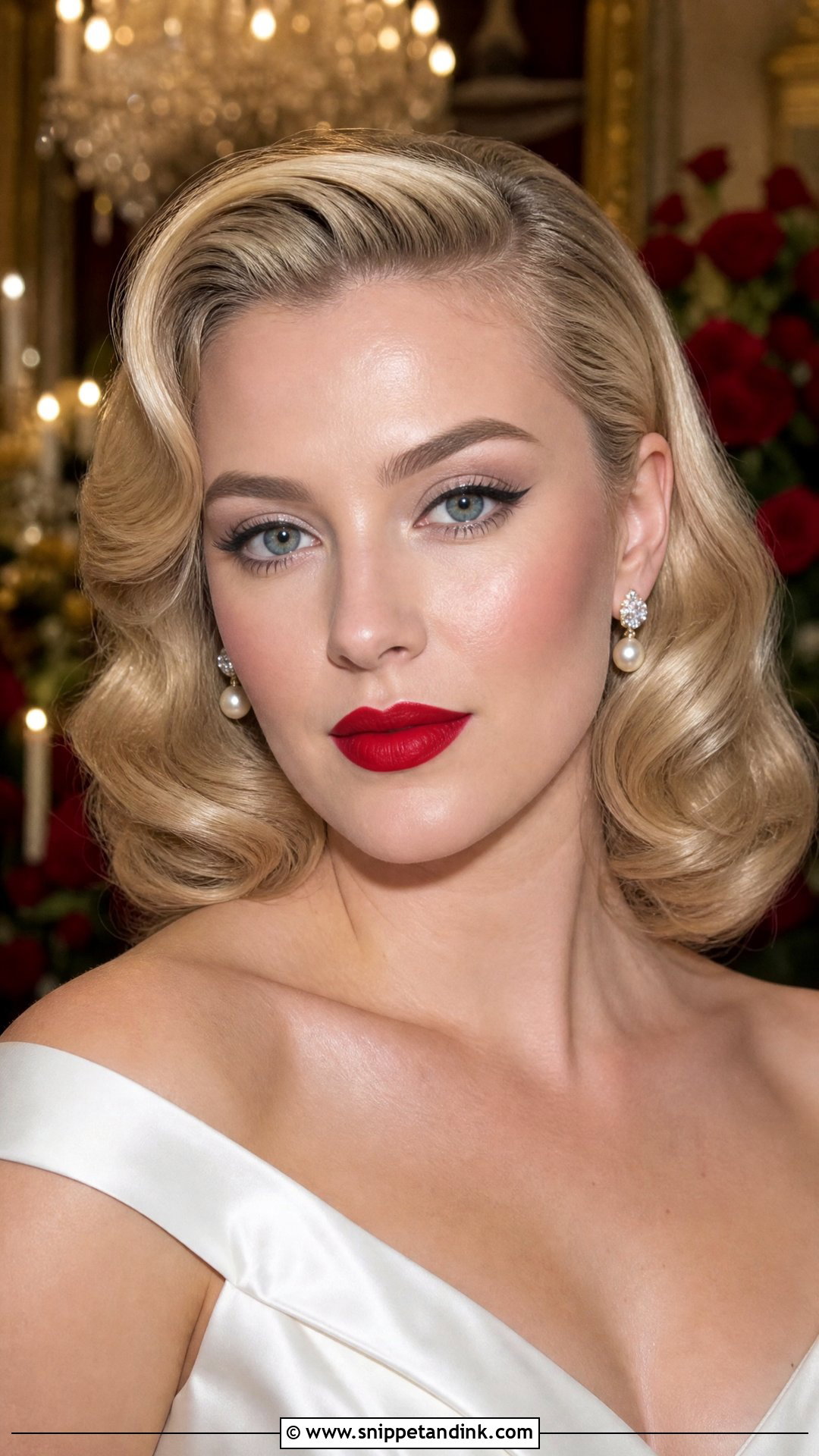 Classic Red Lip Wedding Makeup For Fair Skin - Snippet and Ink - 20 Wedding Makeup Fair Skin Ideas