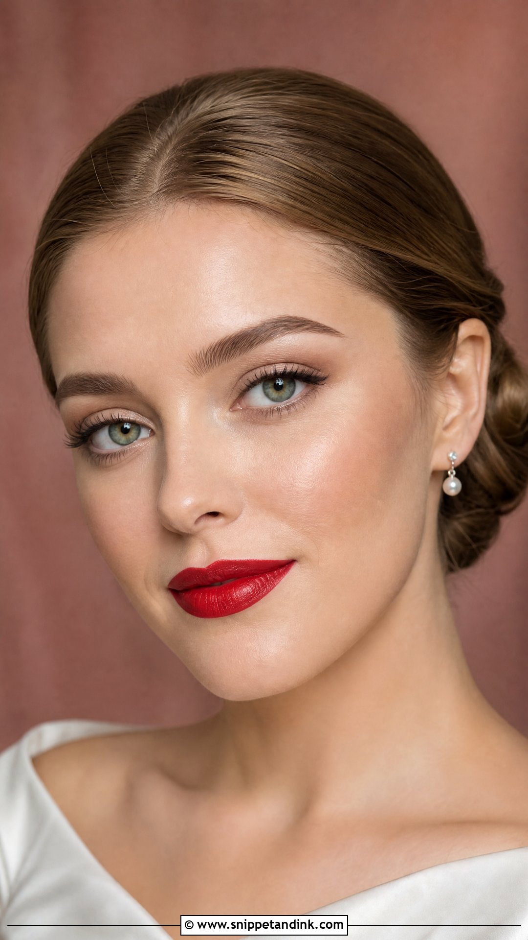 Classic Red Lip Wedding Makeup For Green Eyes - Snippet and Ink - 20 Green Eye Wedding Makeup Ideas