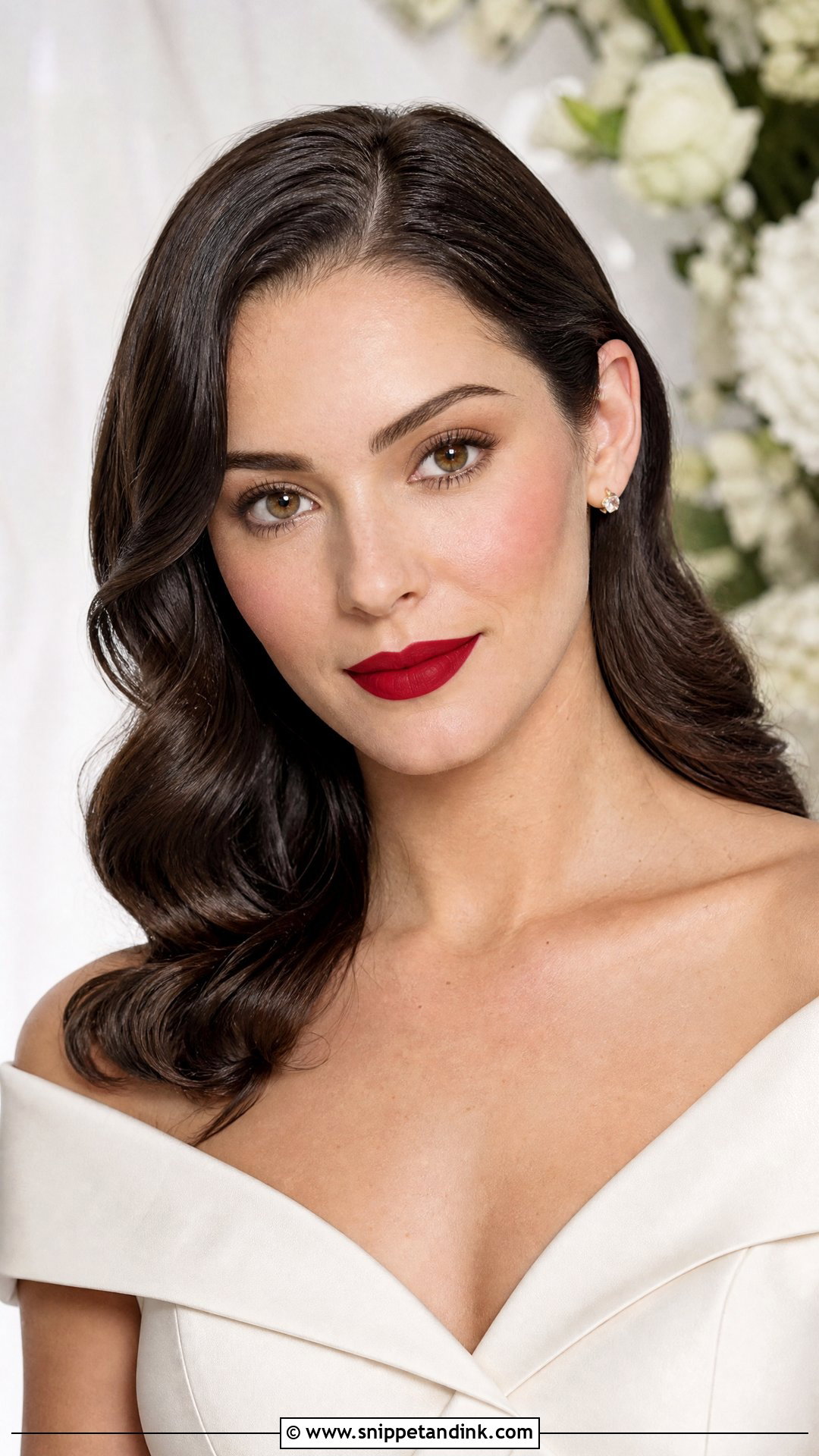 Classic Red Lip Wedding Makeup For Hazel Eyes Brunette - Snippet and Ink - 20 Wedding Makeup for Hazel Eyes Brunette